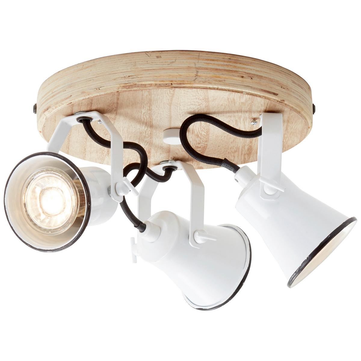 Deckenleuchte Seed Ø 28 cm Schwenkbar - Weiß, Natur, Holz/Metall (28/13cm) - Brilliant