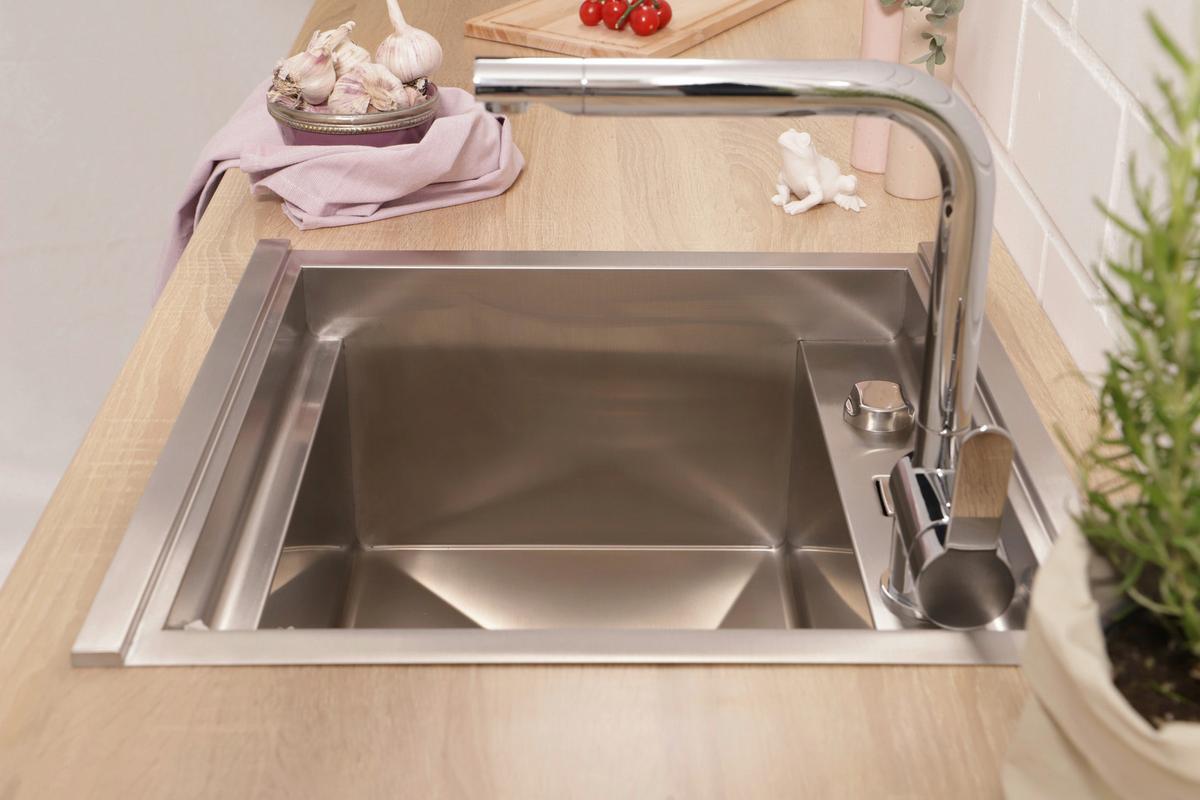 Spüle California Edelstahl 52x24,5 cm - Edelstahlfarben, Basics, Metall (52/24,5/50cm) - Respekta