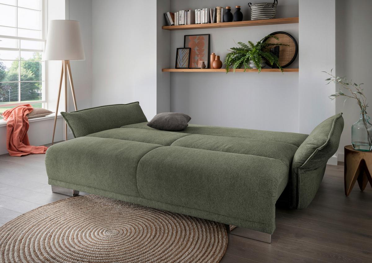 Bigsofa Pera, Dunkelgrün B: 242 cm - Chromfarben/Dunkelgrün, MODERN, Textil (242/71/90/131cm) - Livetastic