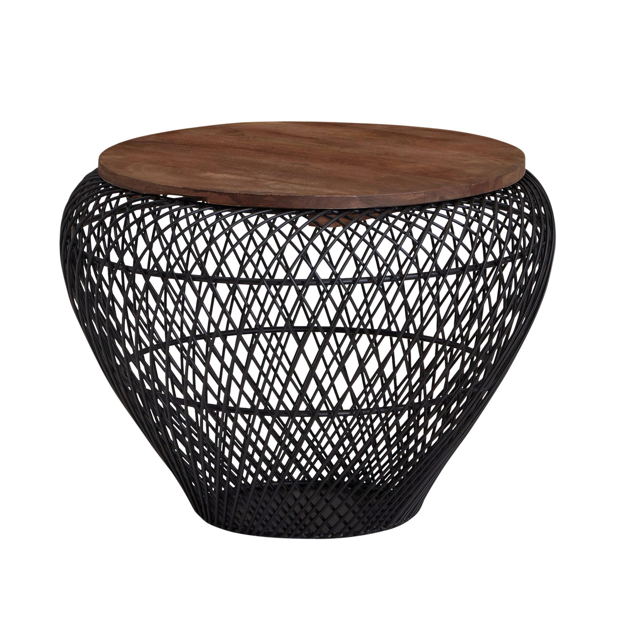 Konferenčný stolík masív mango/kov - černá, Moderní, kov/dřevo (60/60/45cm) - MID.YOU