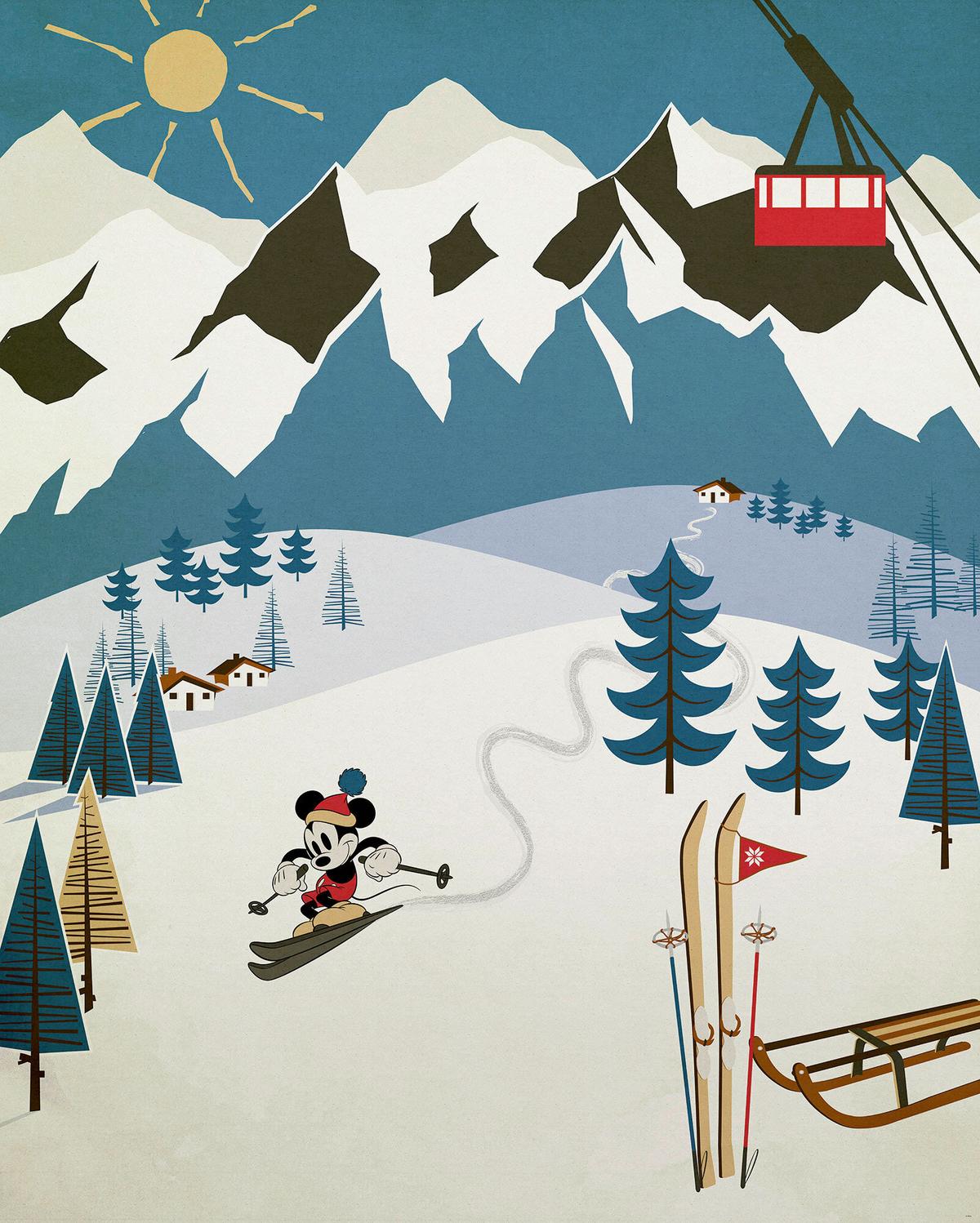 Fototapete Mickey Alpine - Multicolor, Trend, Textil (200/250cm)