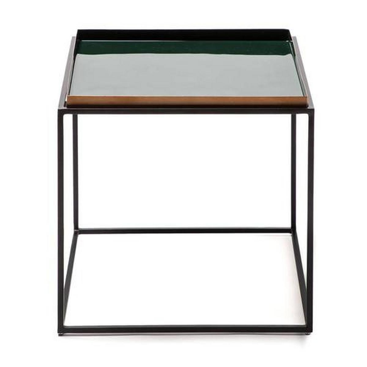 Beistelltisch Eisen Famosa Dunkel-/Hellgrün - Dunkelgrün/Schwarz, Basics, Metall (40/40/40cm) - Kayoom