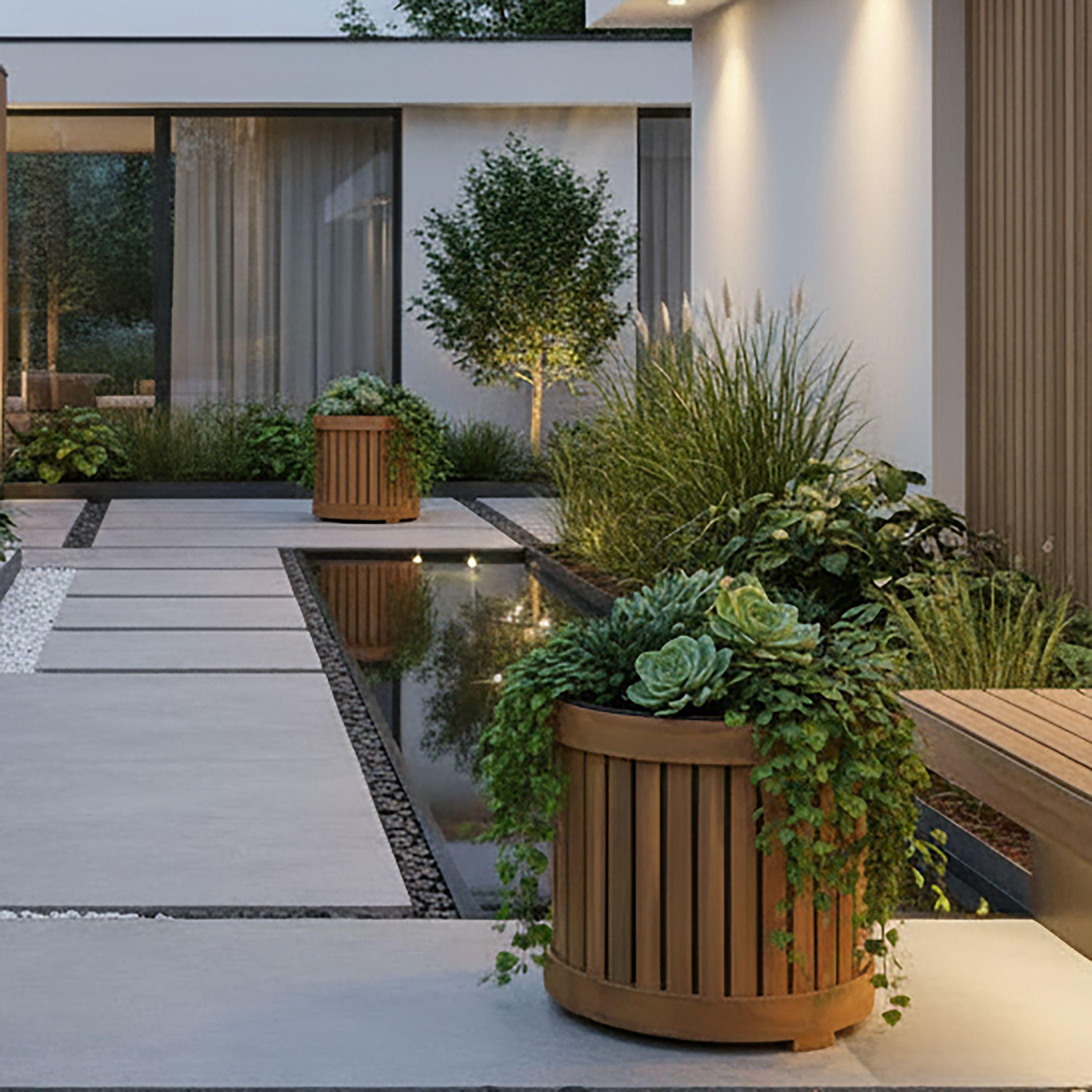 VYVÝŠENÝ ZÁHON MARLO - černá/barvy akácie, Moderní, dřevo/plast (48/44/48cm) - Bessagi Garden