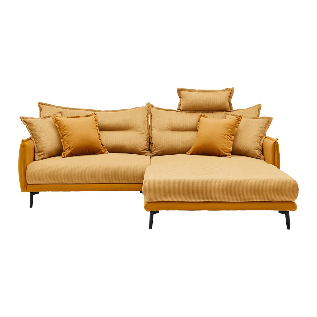 Rohová sedačka NUOVO, oboustranná, žlutá - černá/žlutá, Moderní, kov/textil (245/190cm) - Mömax