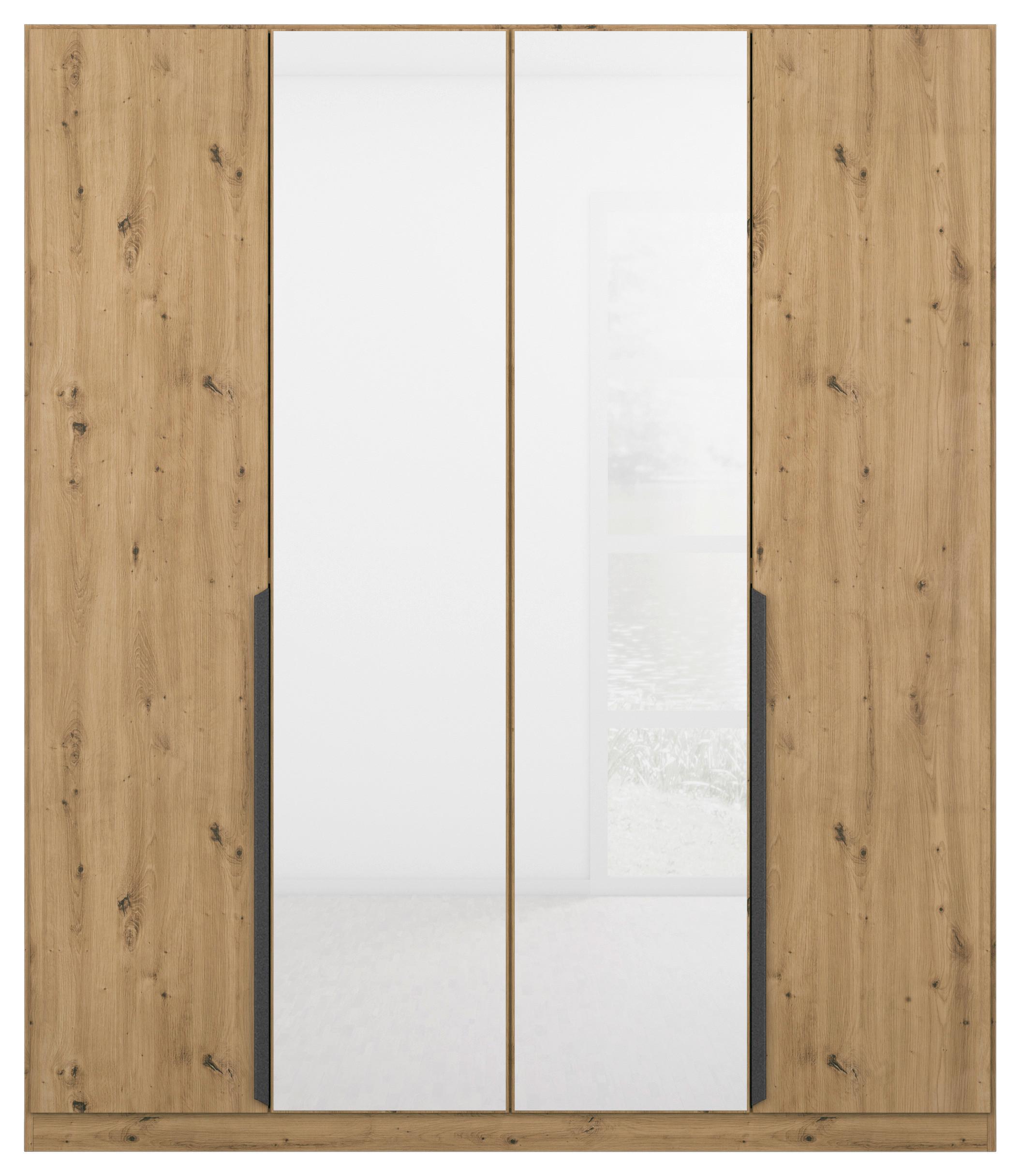 Drehtürenschrank Artemis B: 181 cm Weiß/Eiche Dekor - Weiß/Eiche Artisan, MODERN, Glas/Holzwerkstoff (181/210/54cm) - Rauch Möbel