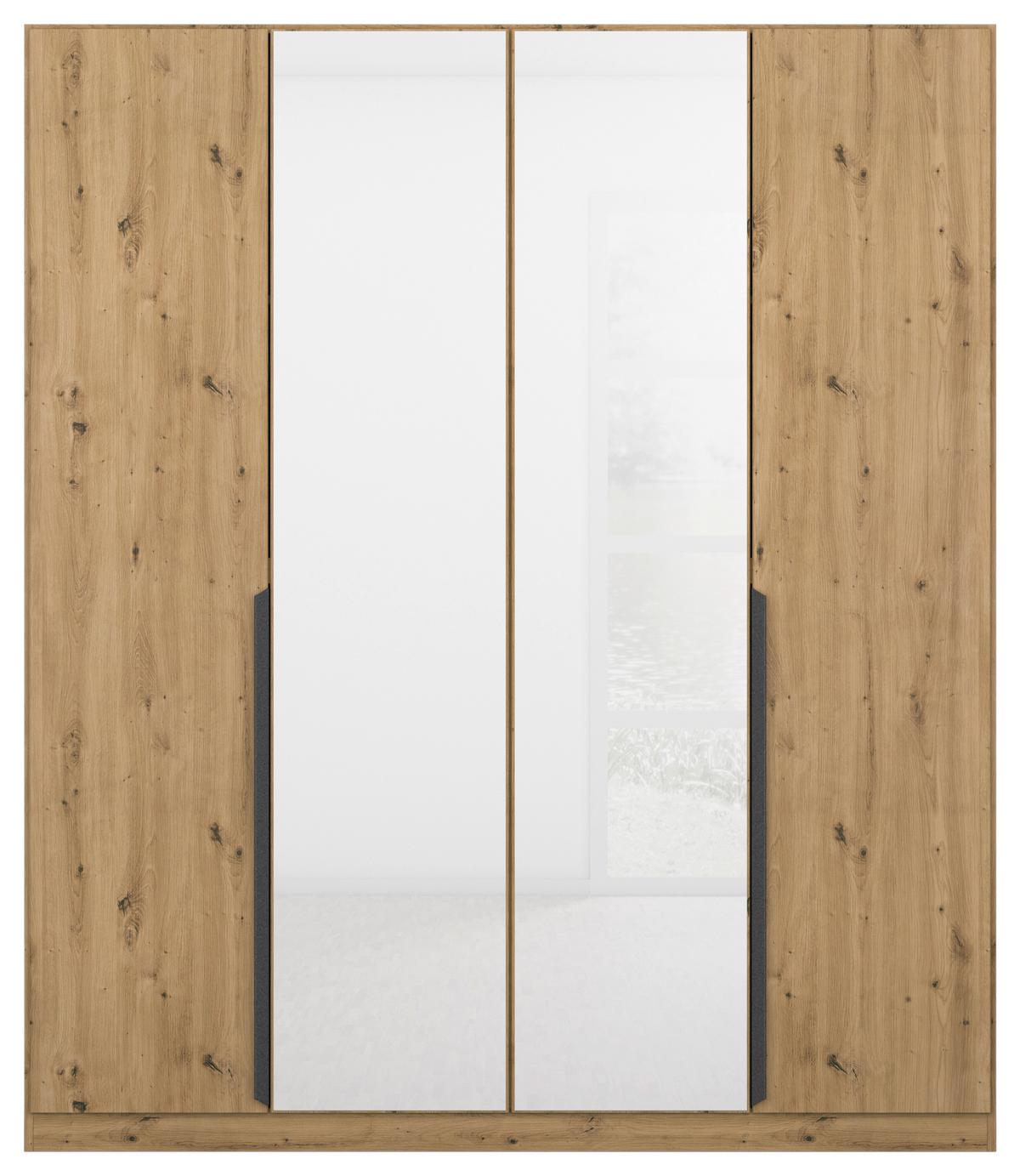 Drehtürenschrank Artemis B: 181 Cm Weiß/eiche Dekor - Weiß/Eiche Artisan, MODERN, Glas/Holzwerkstoff (181/210/54cm) - Rauch Möbel