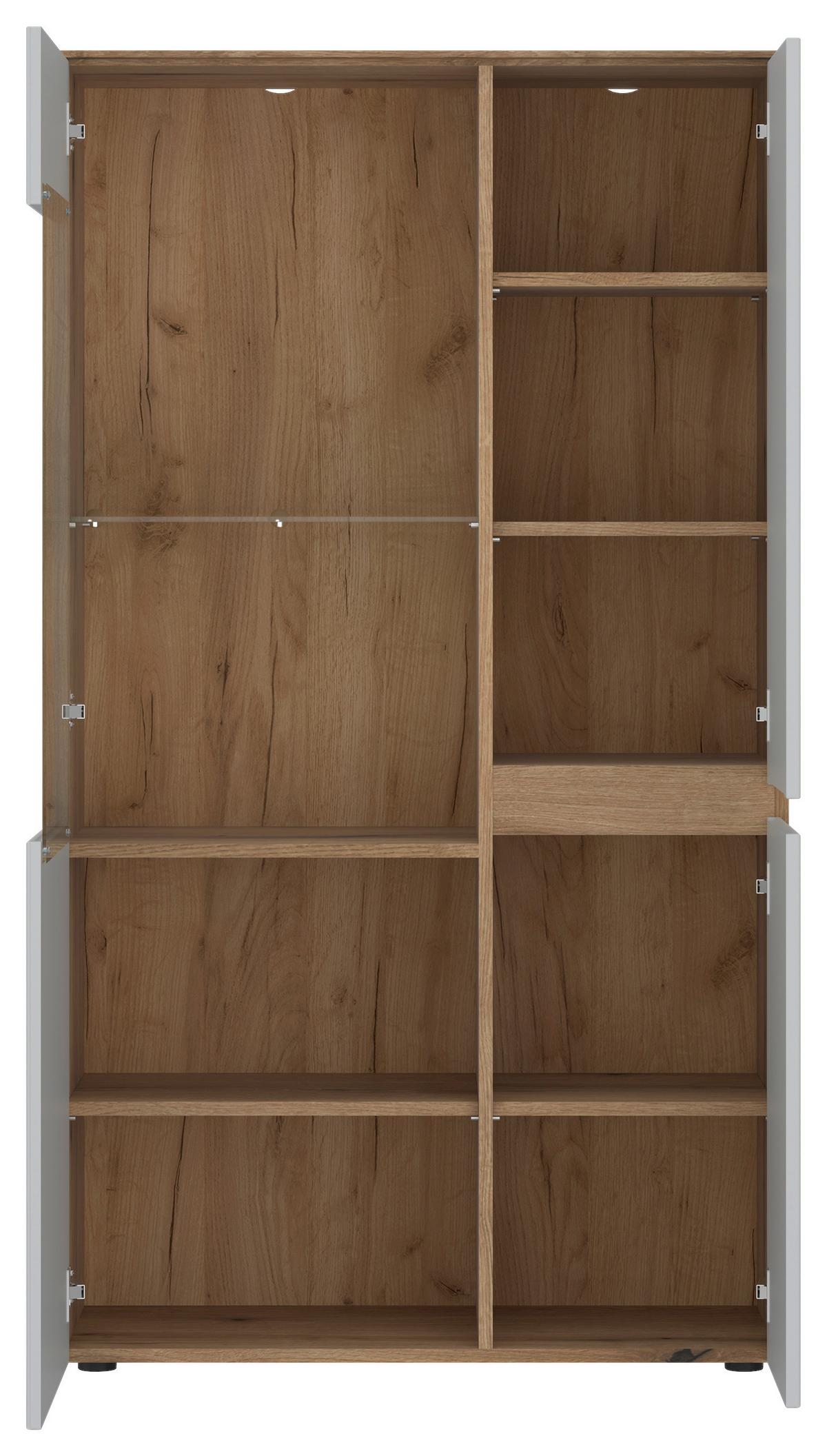 Wohnwand Manilla Hellgrau/Eichefarben B: 294 cm - Eichefarben/Hellgrau, MODERN, Holzwerkstoff (294/200,3/40cm)