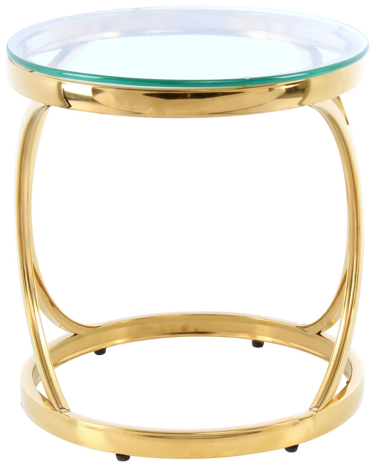 Beistelltisch Weyda 125 Goldfarben B: 40 cm - Goldfarben, Design, Glas/Metall (40/40/42cm) - Kayoom