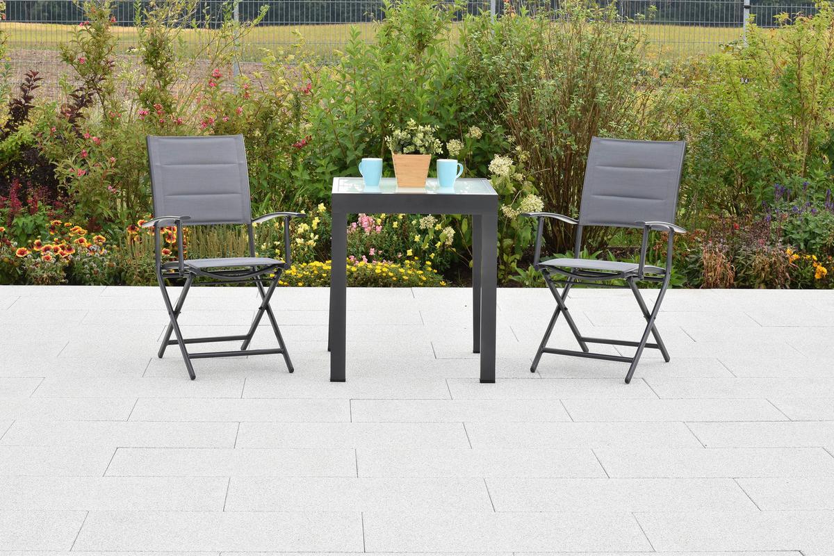Gartenset Florenz - Graphitfarben/Grau, MODERN, Textil/Metall - Gardenson