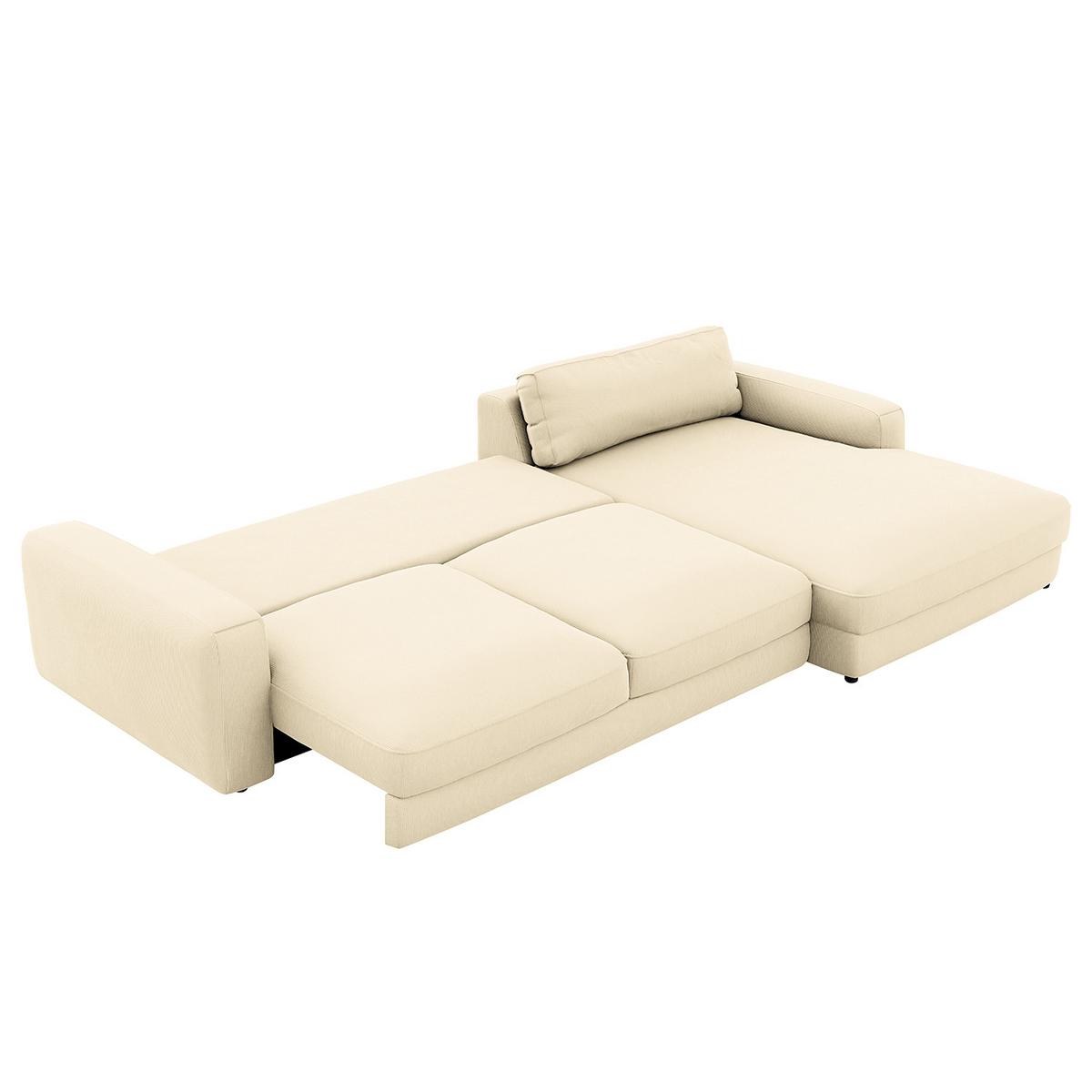 Ecksofa Bourbon, Creme S: 303x176 cm - Creme/Schwarz, MODERN, Textil (303/176cm) - Trendmanufaktur