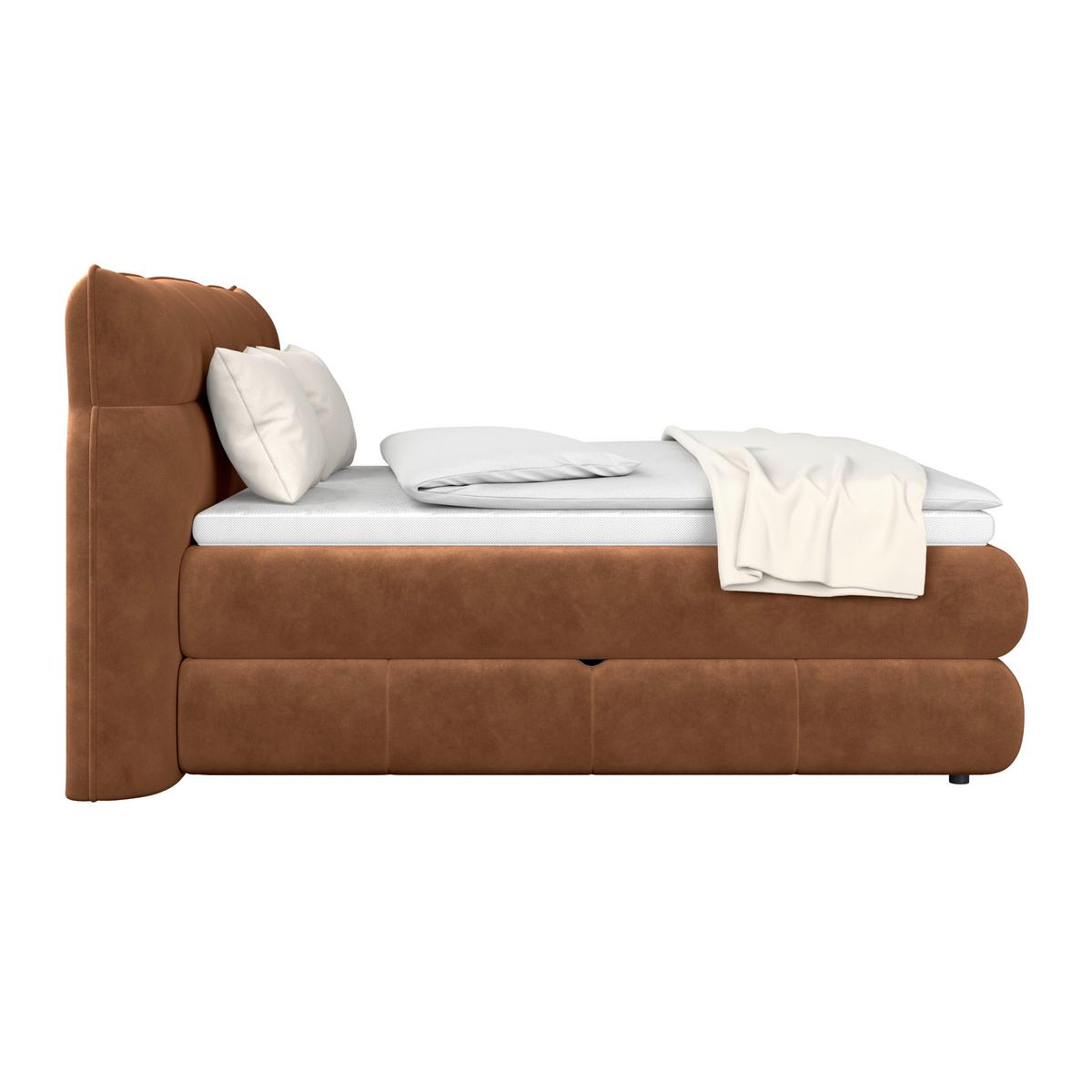 Boxspringbett Carmelo Kupfer 160x200 cm H3 - Schwarz/Kupferfarben, Trend, Textil (160/200cm)
