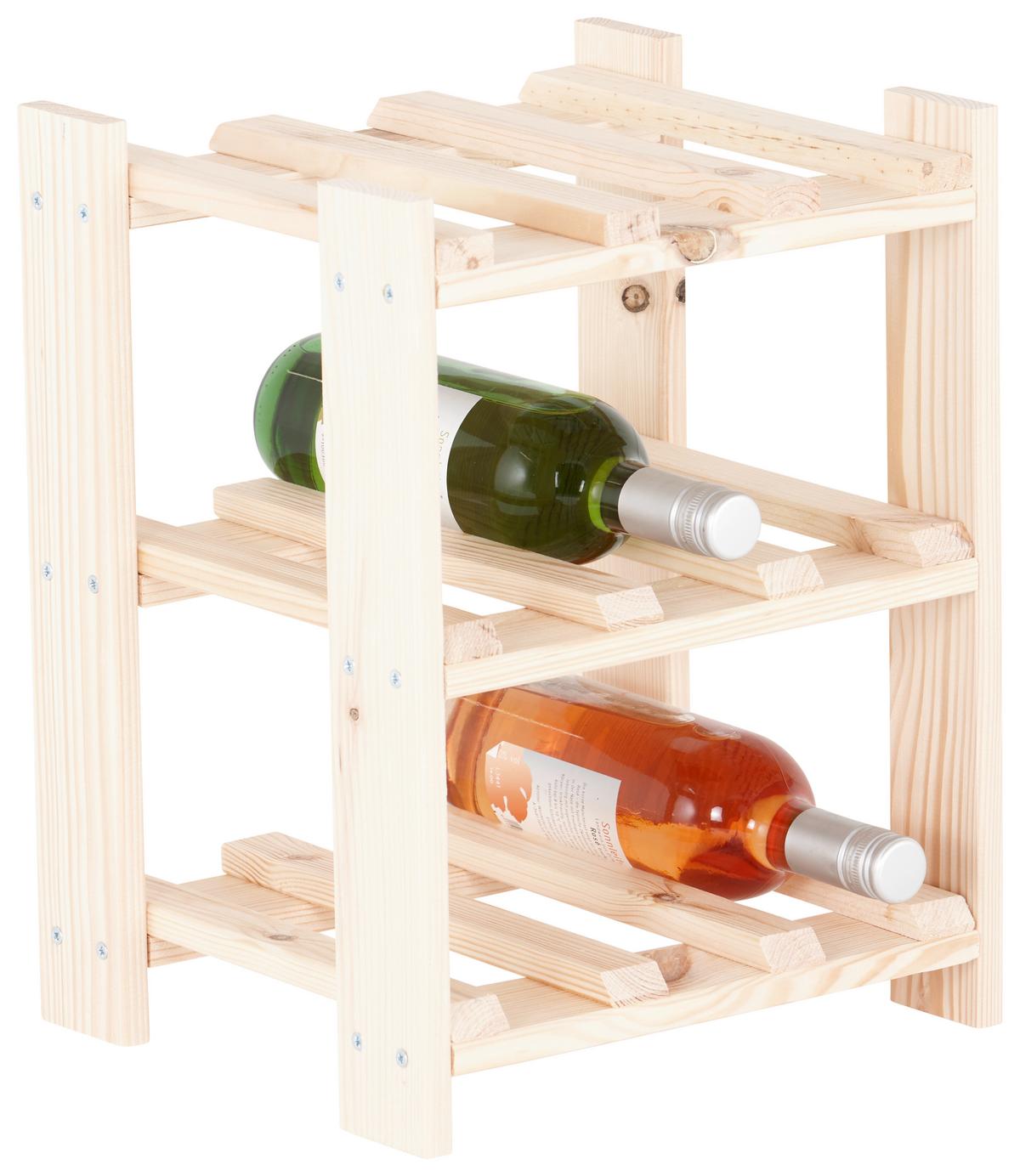 Weinregal Kiefer teilmassiv 9 Flaschen BxH: 31,5x39 cm - Kieferfarben, MODERN, Holz (31,5/39/26cm)