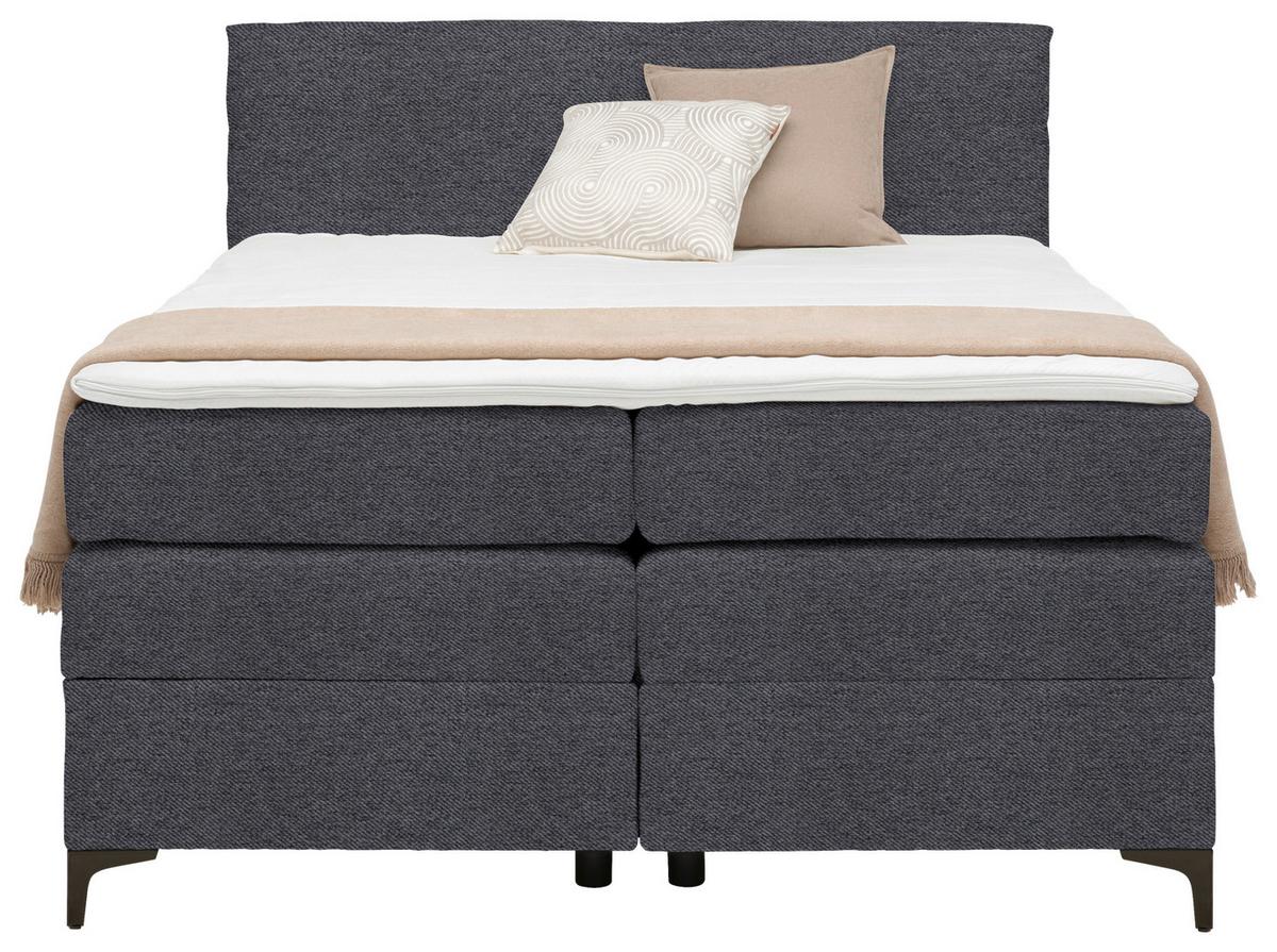Boxspringová postel BARI 140/200, antracitová - černá/antracitová, Konvenční, kov/textil (140/200cm) - Mömax