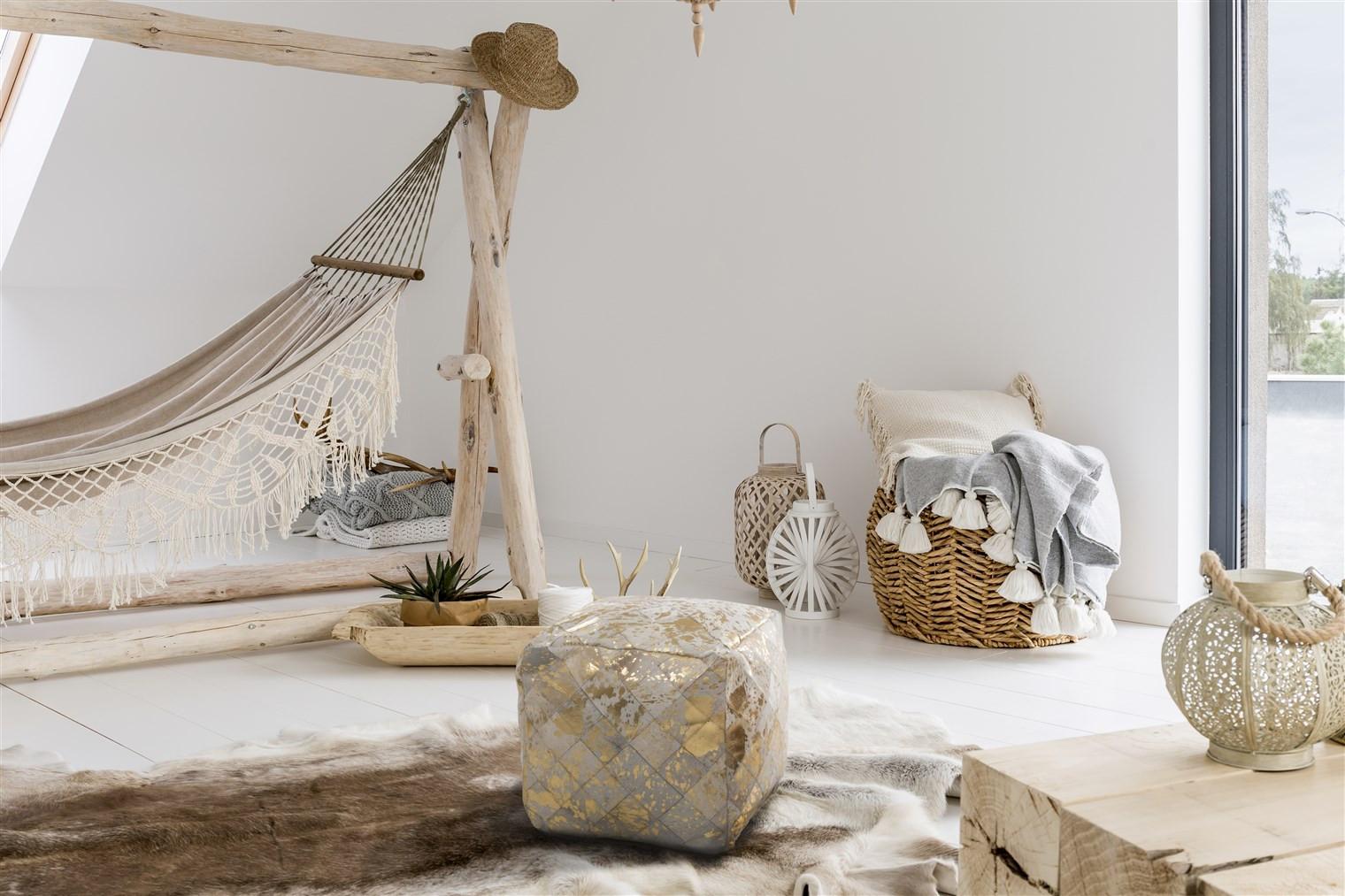 Pouf Eclipse Creme/Goldfarben B: 45 cm - Goldfarben/Creme, Design, Textil (45/45/45cm) - Kayoom