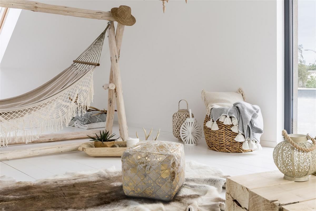 Pouf Eclipse Creme/Goldfarben B: 45 cm - Goldfarben/Creme, Design, Textil (45/45/45cm) - Kayoom