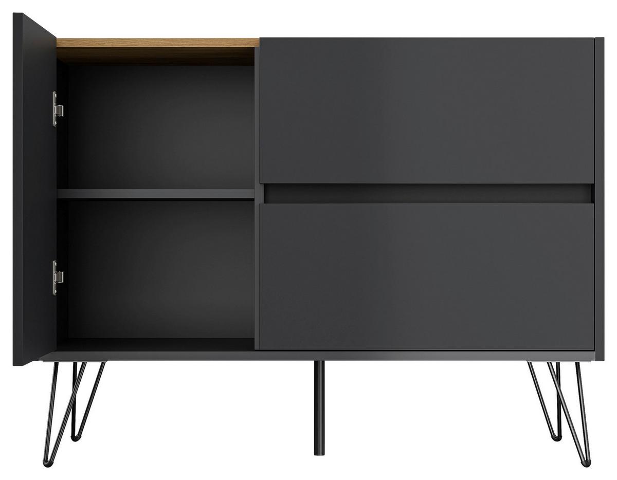 Sideboard Posseik Industrial Graphit/Eichefarben B: 99 cm - Eichefarben/Schwarz, Design, Holzwerkstoff (99/75,8/42cm) - P & B