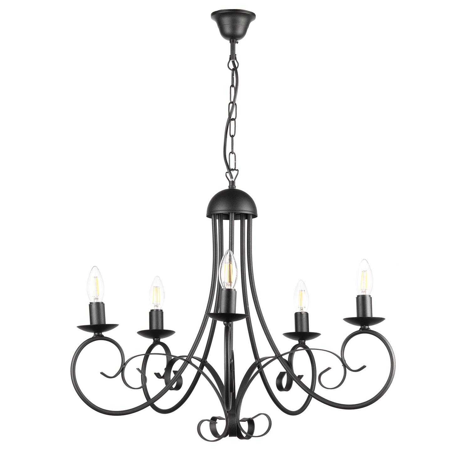 KRONLEUCHTER 4885/5N - Schwarz, KONVENTIONELL, Metall (60/110cm)