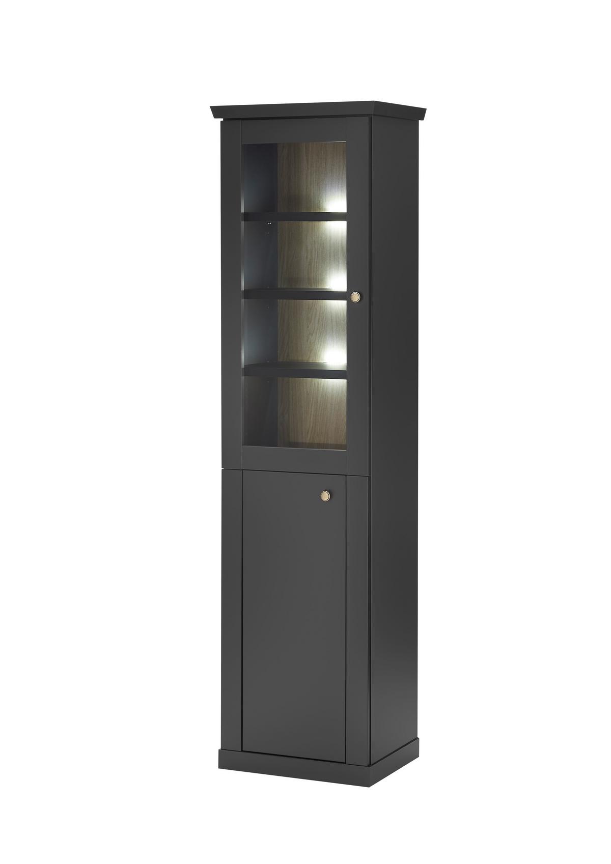 Vitrine Lincoln Schwarz/Eichefarben B: 55cm - Eichefarben/Schwarz, Design, Holzwerkstoff (55/200/39cm) - MID.YOU