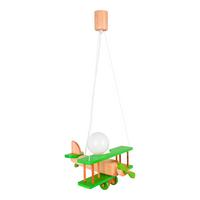 Kinderhängeleuchte Flugzeug H: 75 cm 1-Flammig - Naturfarben/Grün, KONVENTIONELL, Holz (29/31/75cm)