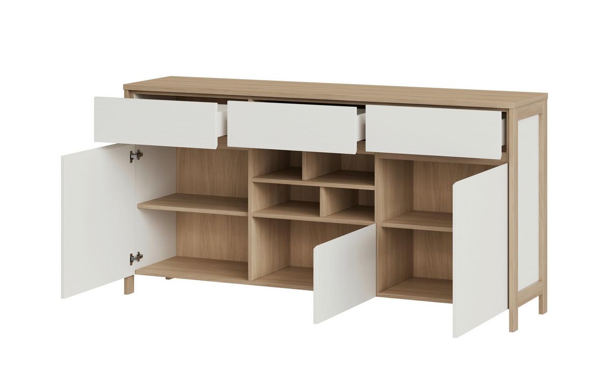 Sideboard Stranda Weiß/Eiche B: 164cm - Eichefarben/Weiß, Design, Holzwerkstoff (164/85/39cm) - MID.YOU