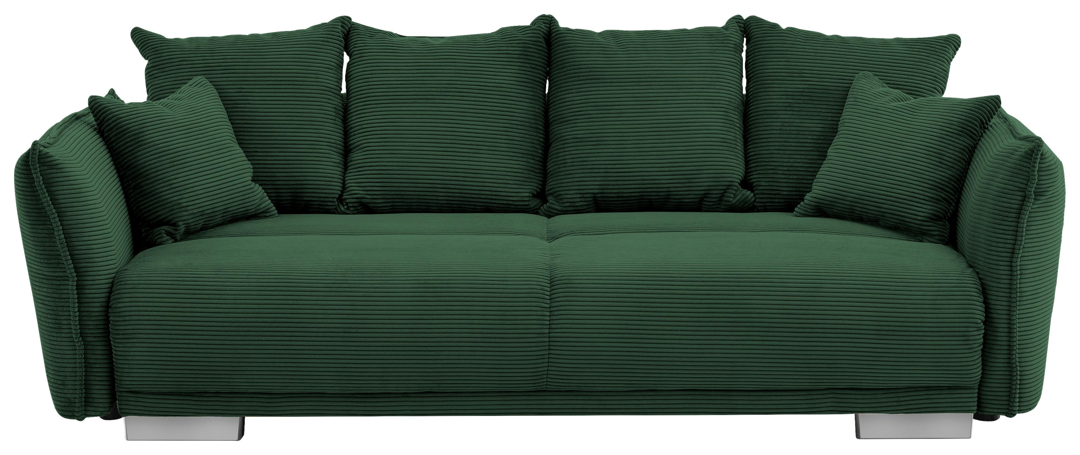 Bigsofa Pera, Dunkelgrün B: 242 cm - Chromfarben/Dunkelgrün, MODERN, Textil (242/71/90/131cm) - Livetastic