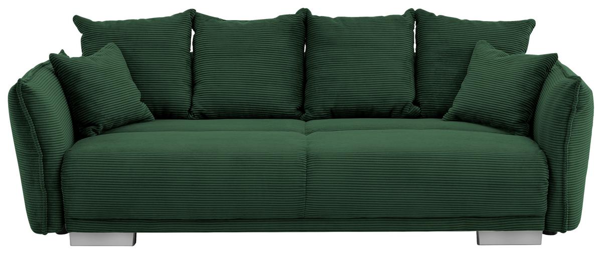 Bigsofa Pera, Dunkelgrün B: 242 cm - Chromfarben/Dunkelgrün, MODERN, Textil (242/71/90/131cm) - Livetastic