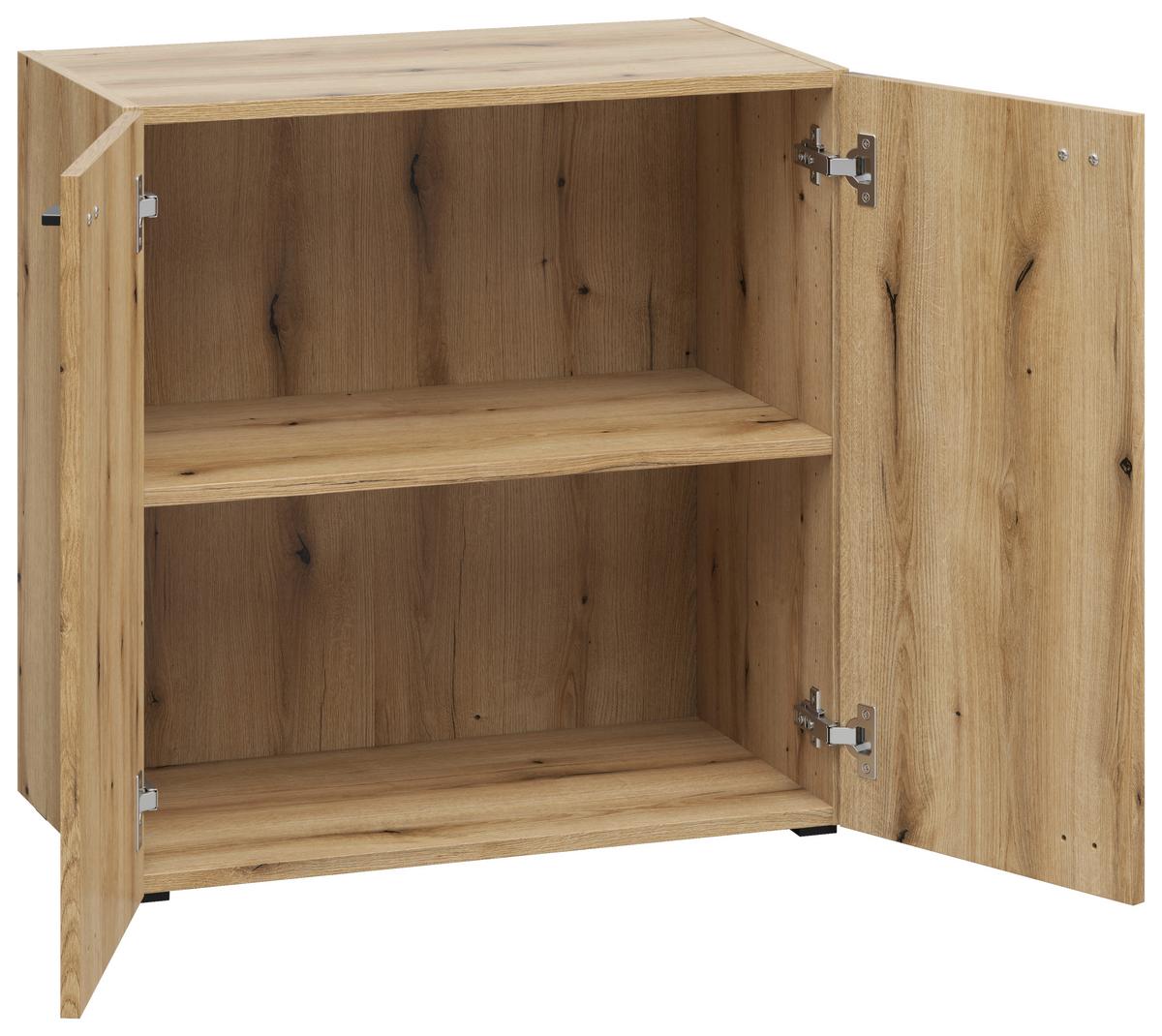 Kommode 2 Türen, B: 64 cm Sixty-Four ,eichefarben - Eichefarben/Schwarz, Trend, Holzwerkstoff (64/64/35cm)