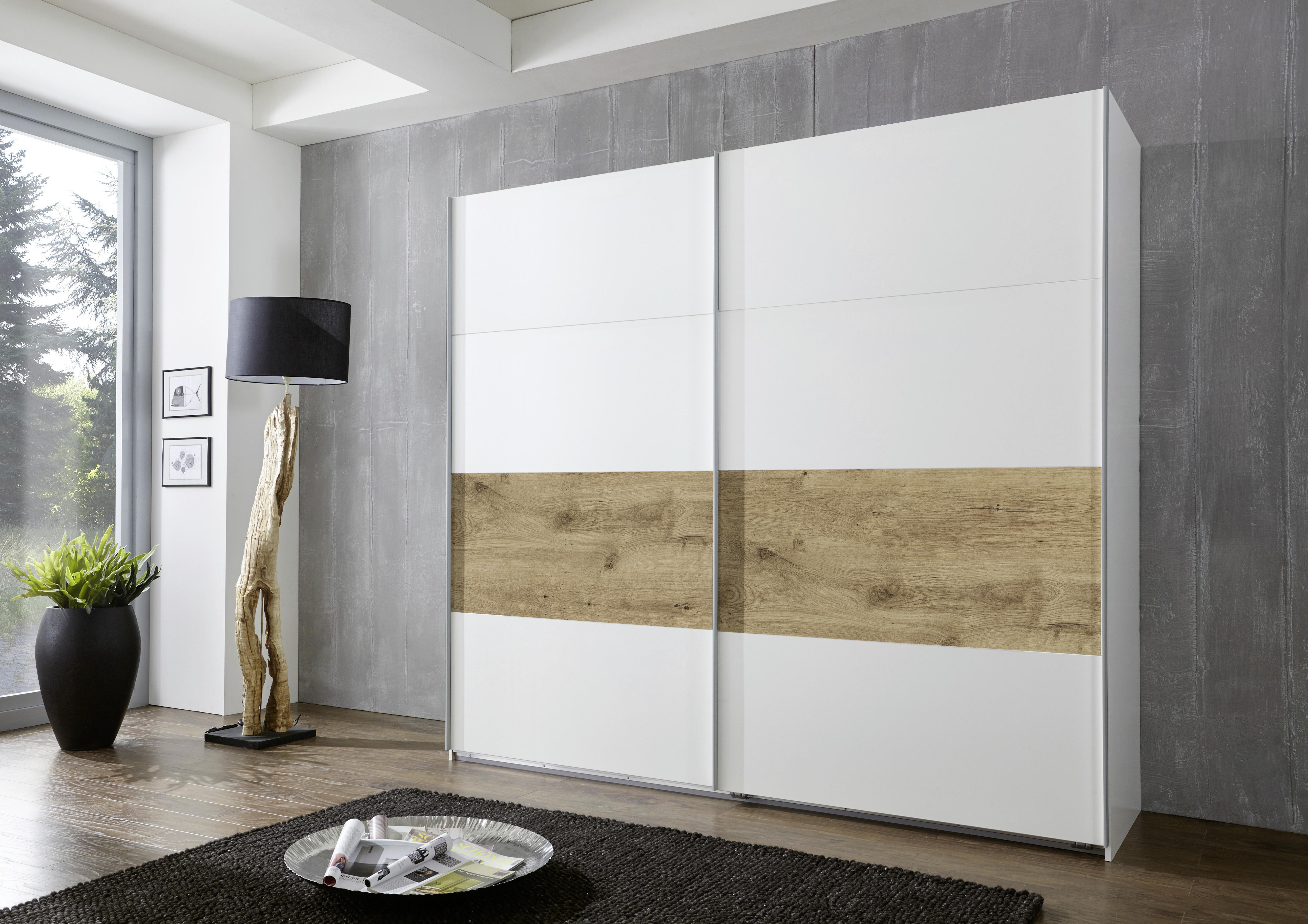 Skříň S Posuvnými Dveřmi Bert - bílá/barvy dubu, Romantický / Rustikální, dřevo/kompozitní dřevo (225/210/65cm)