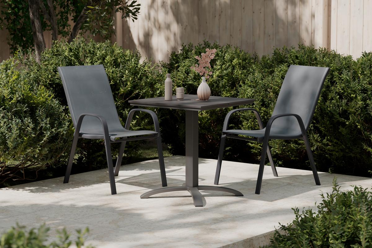 Gartensessel Paula 4er Set Metall/Textil - Anthrazit, MODERN, Textil/Metall (54/90/72cm) - Ondega