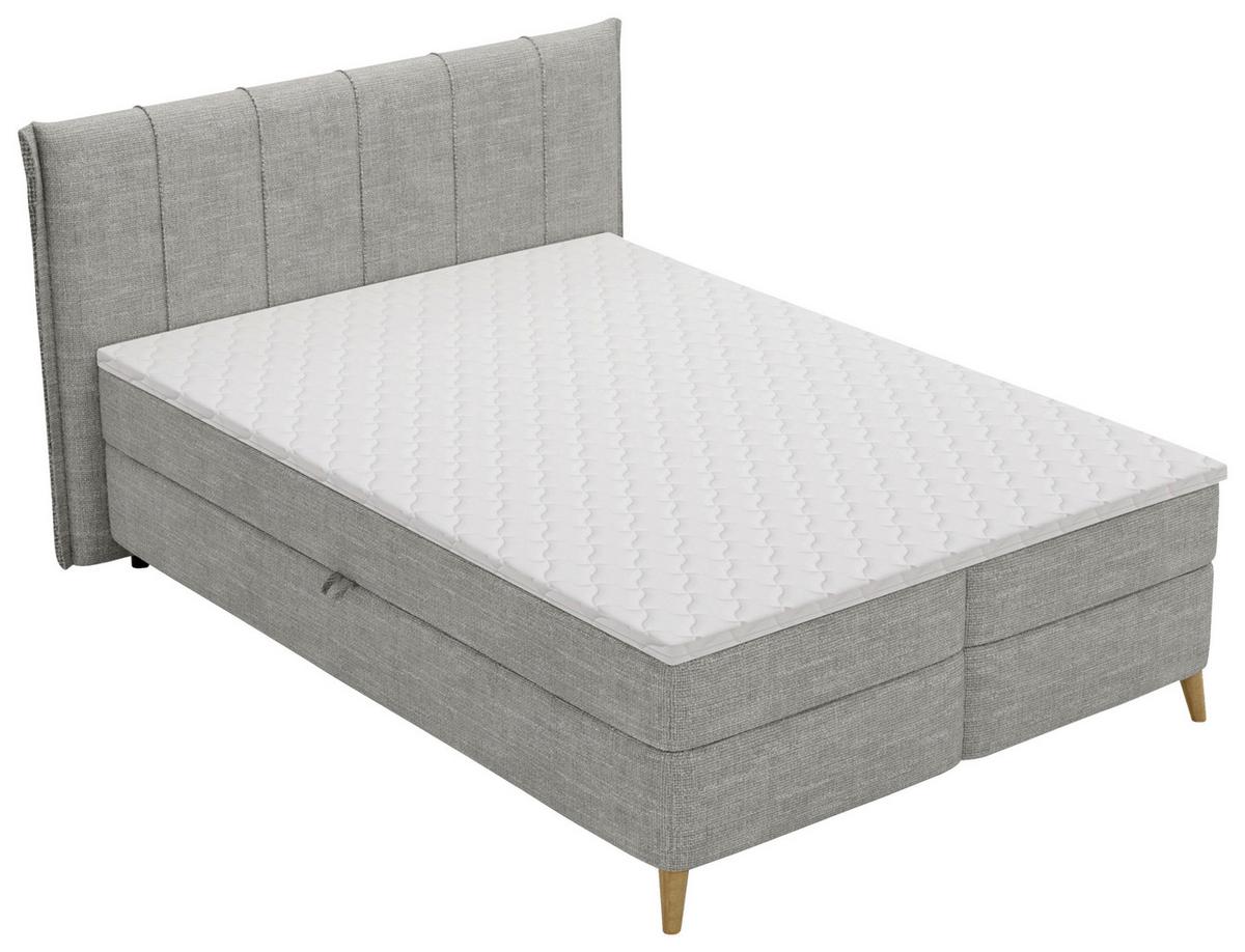 Americká posteľ VELORIA 140x200, sivá - sivá/prírodná farba, Konventionell, drevo/textil (140/200cm) - Mömax