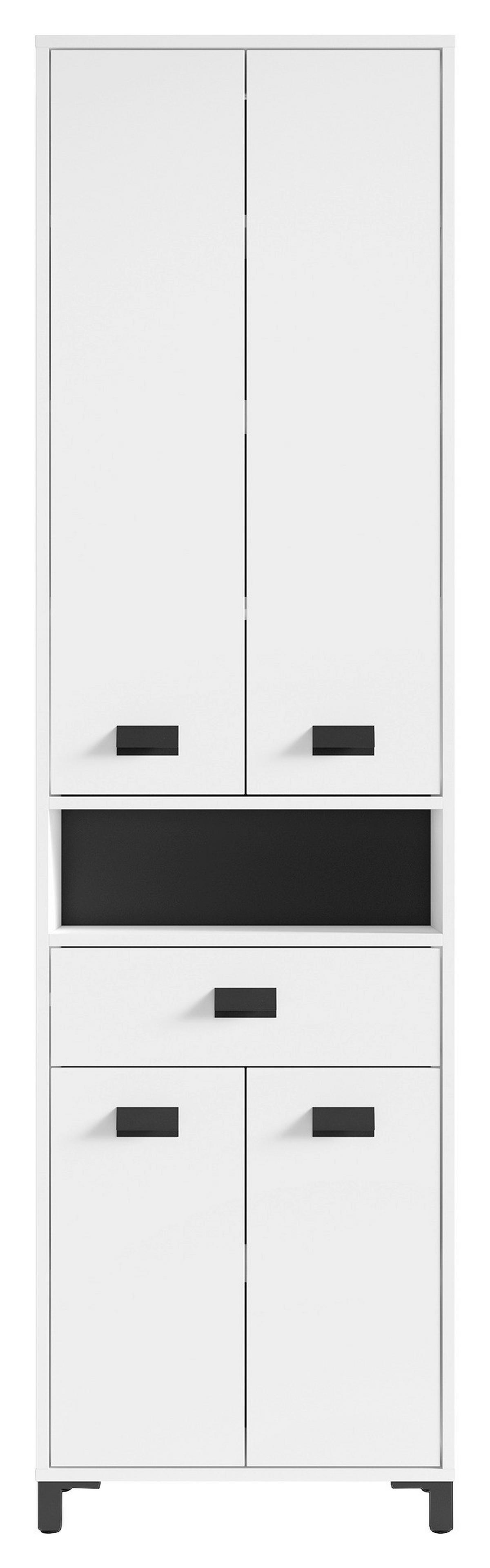 Badezimmer Wellness Weiß/Schwarz B: 194,5 cm - Schwarz/Weiß, MODERN, Holzwerkstoff/Kunststoff (194,5cm) - MID.YOU