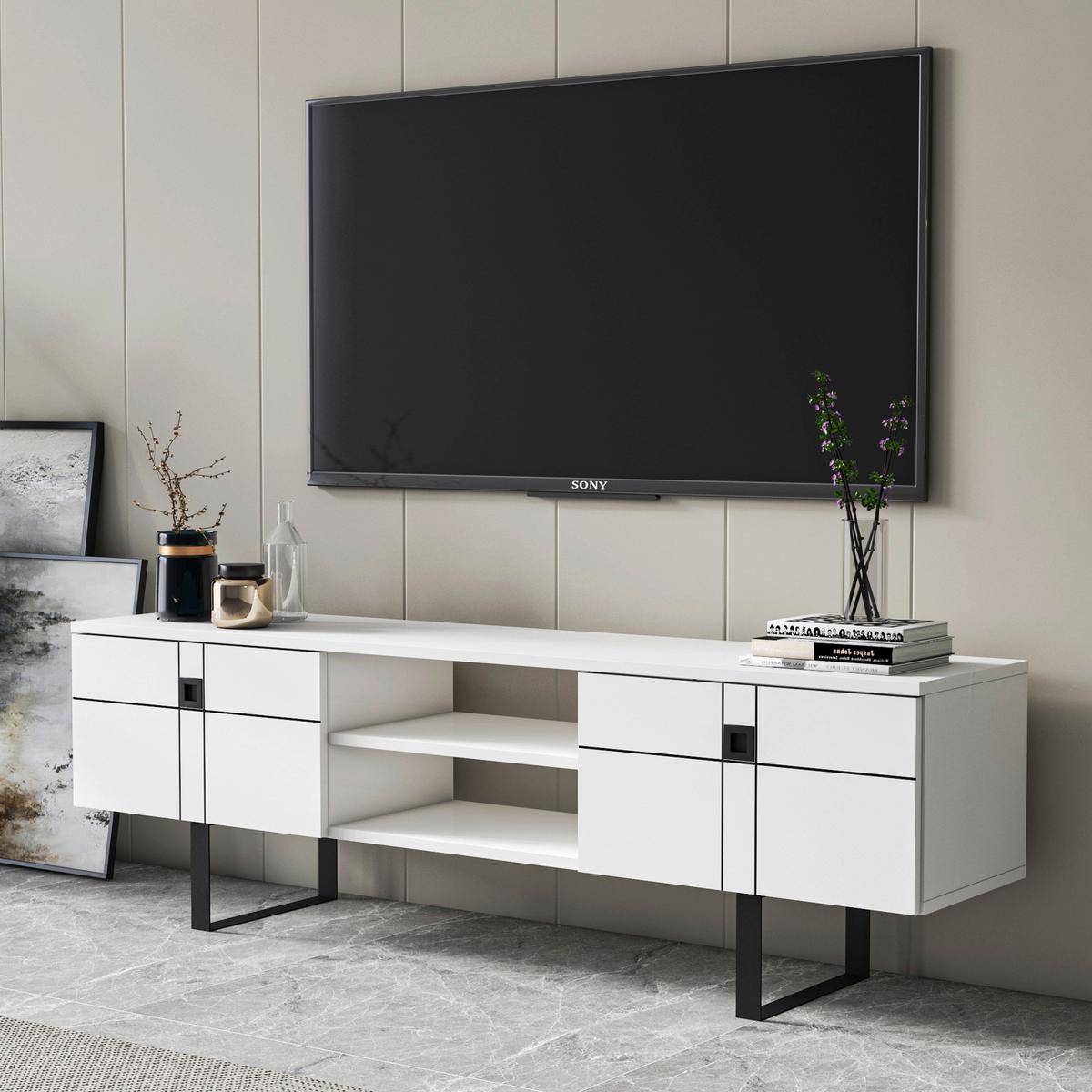 Lowboard Zeus Tv-Schrank - Schwarz/Weiß, Design, Holzwerkstoff (160/50/35cm) - Livetastic