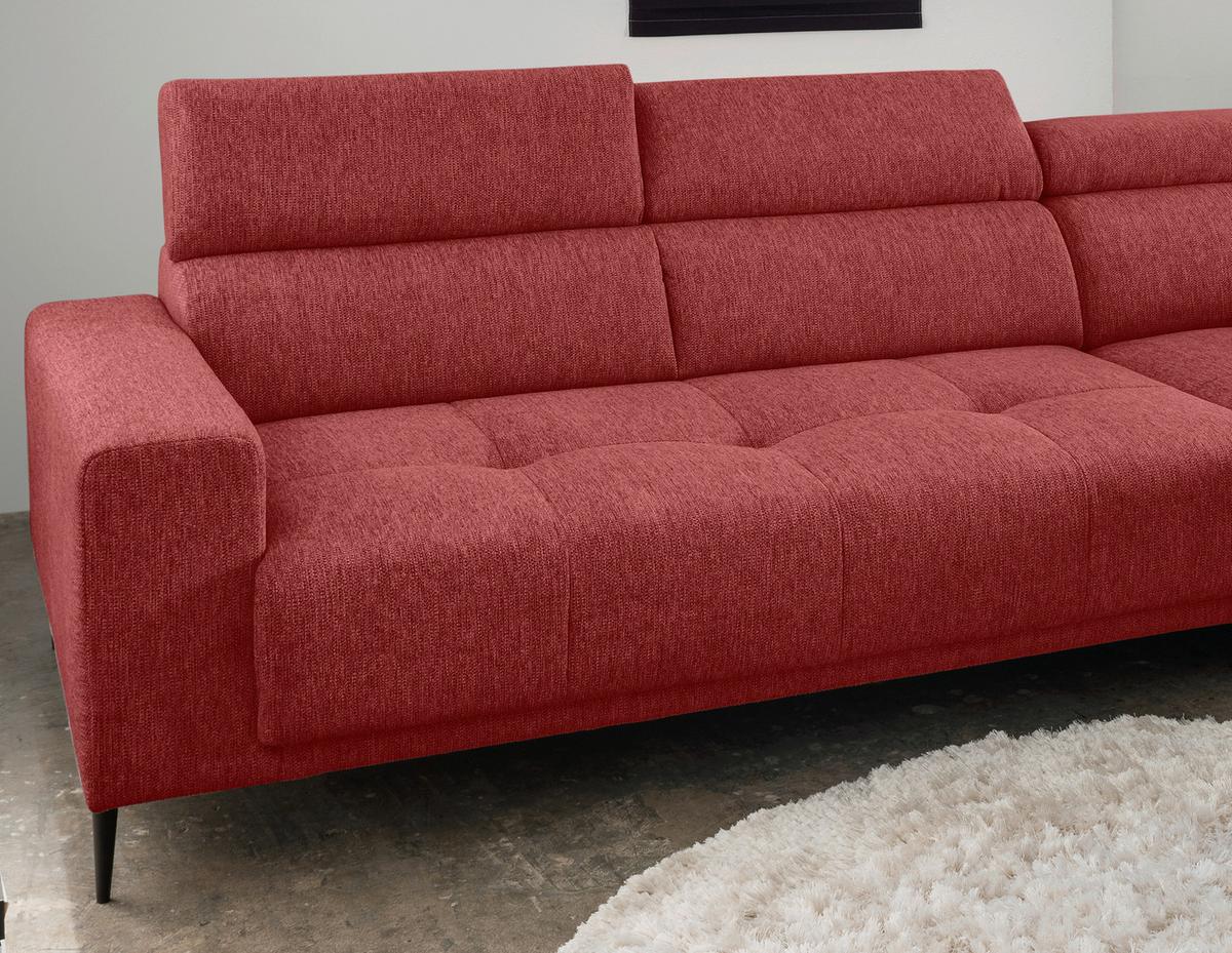 Ecksofa Intera, Rot S: 276x188 Cm - Rot/Schwarz, KONVENTIONELL, Textil (276/188cm) - Livetastic