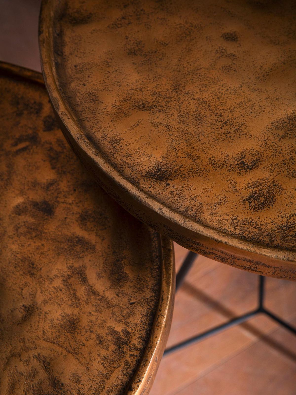 Beistelltischset Goldfarben 2-teilig - Goldfarben/Schwarz, Design, Metall - Livetastic