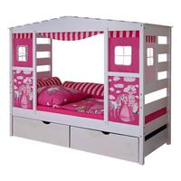 Postel ve tvaru domečku LIO závěs růžový - pink, Moderní, dřevo (90/200cm) - MID.YOU