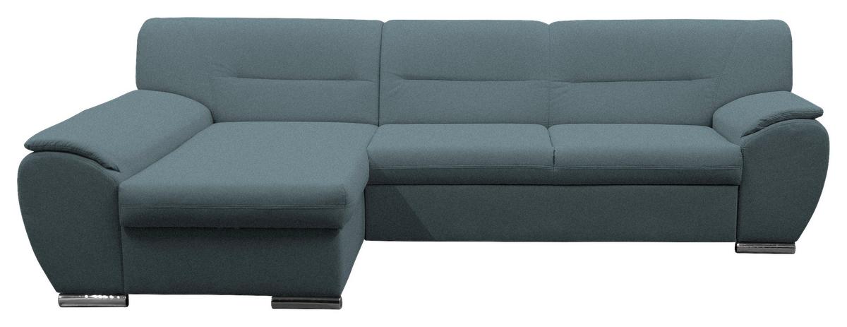 Veratti New Blau Inkl. Schlaffunktion Ottomane Links - Blau/Silberfarben, Design, Textil (167/281cm) - MID.YOU