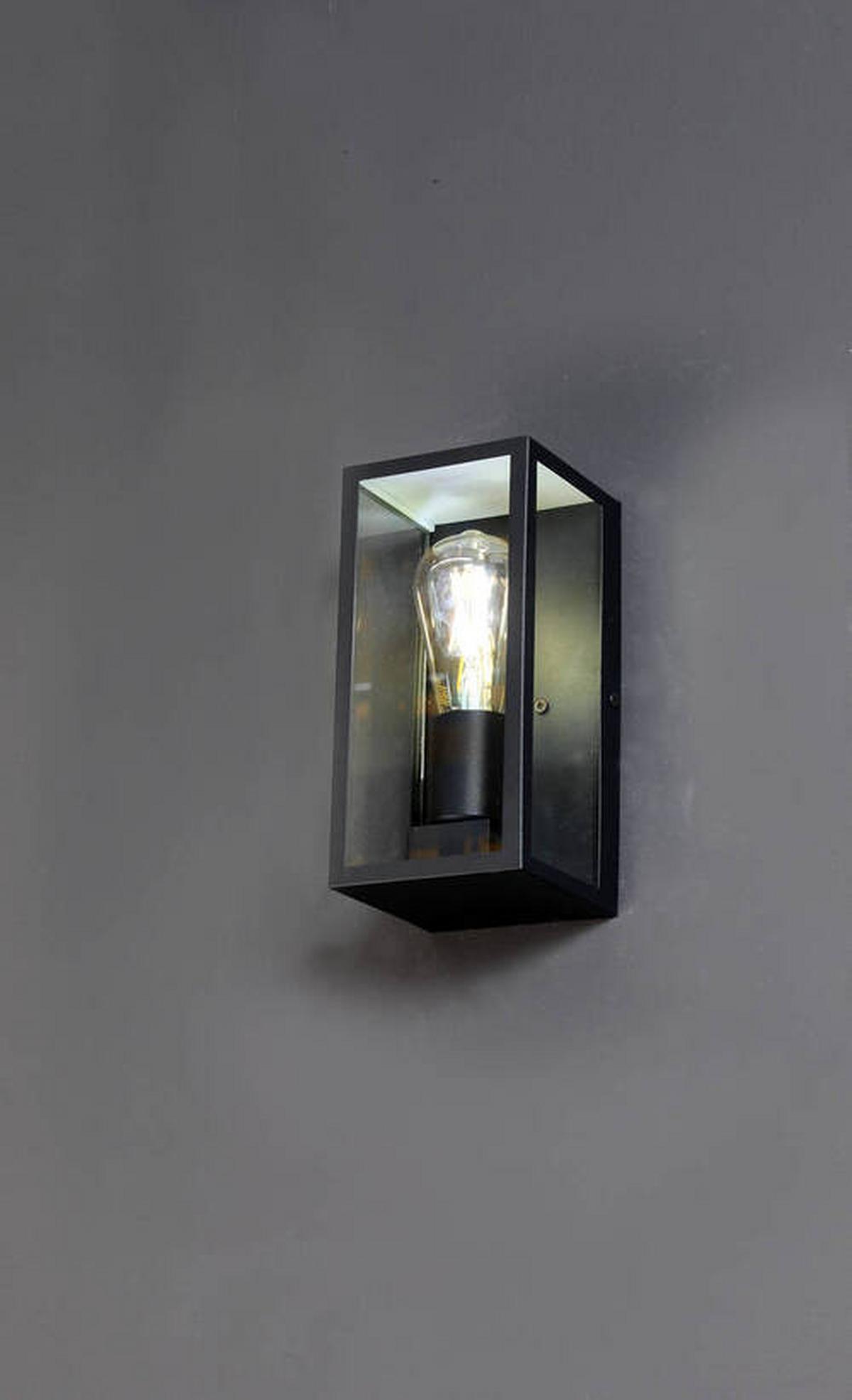 Außenwandleuchten Karo 60w Flachglas, Aluminium - Klar/Schwarz, Basics, Glas/Metall (11/23,6/11cm)