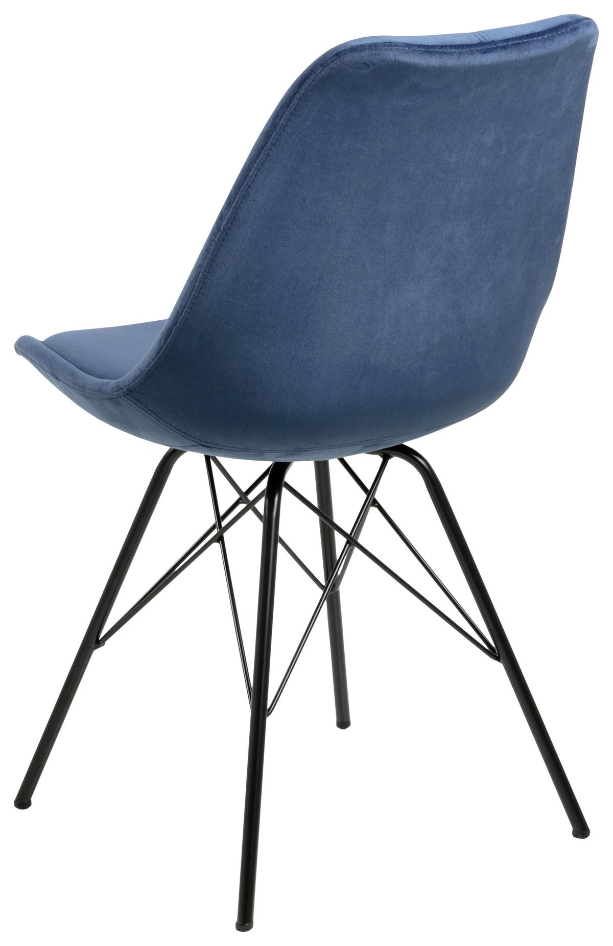 Jídelní židle ERIS samet - černá/tmavě modrá, Trend, kov/textil (48,5/85,5/54cm) - Carryhome