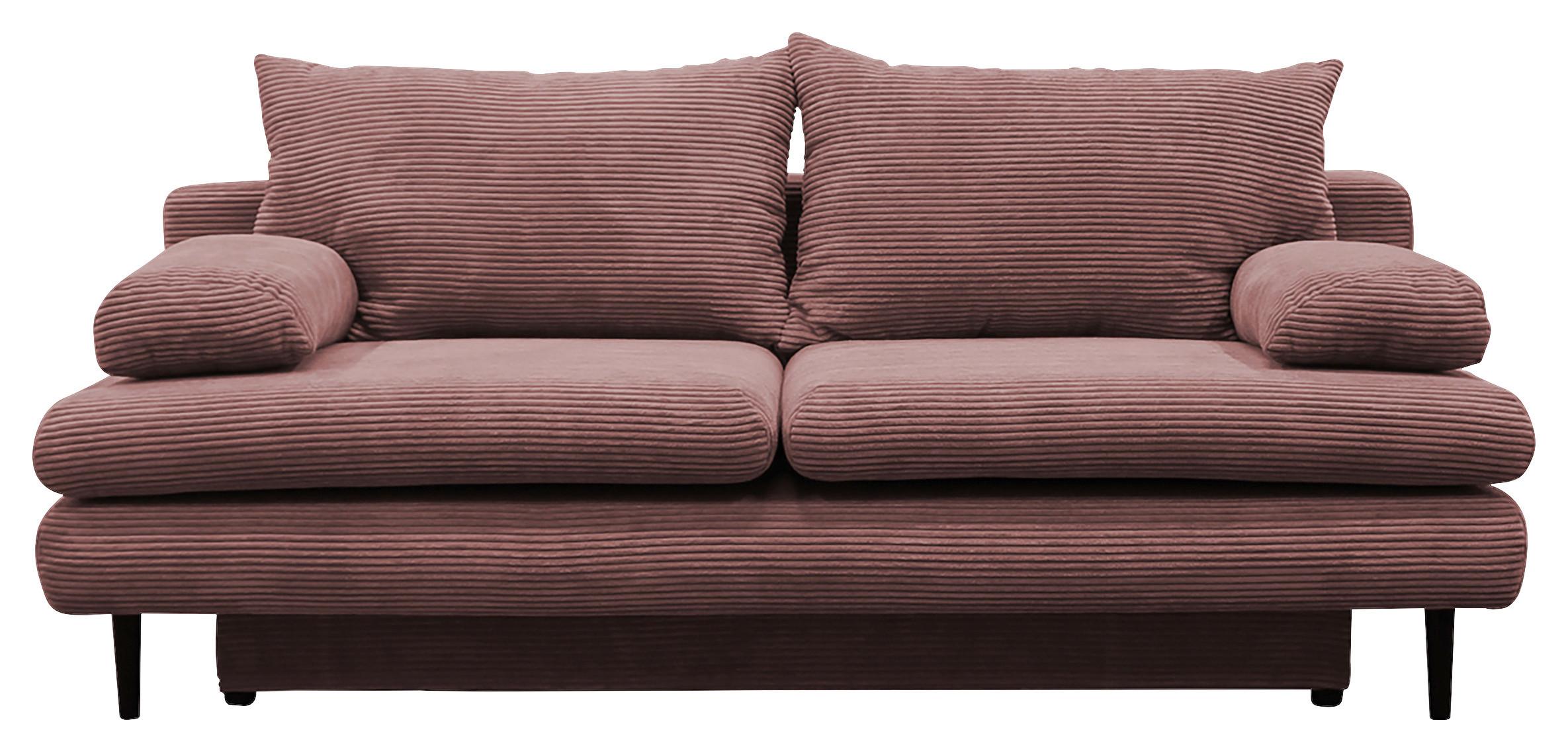 2-sitzer-sofa Mit Schlaffunktion Fiore B: 202 Cm - Altrosa/Schwarz, Design, Textil (202/85/99cm) - P & B