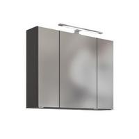 Spiegelschrank Arezzo Mit Led 3-Türig Bxhxt: 80x64x20 Cm - Graphitfarben, Basics, Glas/Holzwerkstoff (80/64/20cm) - Held