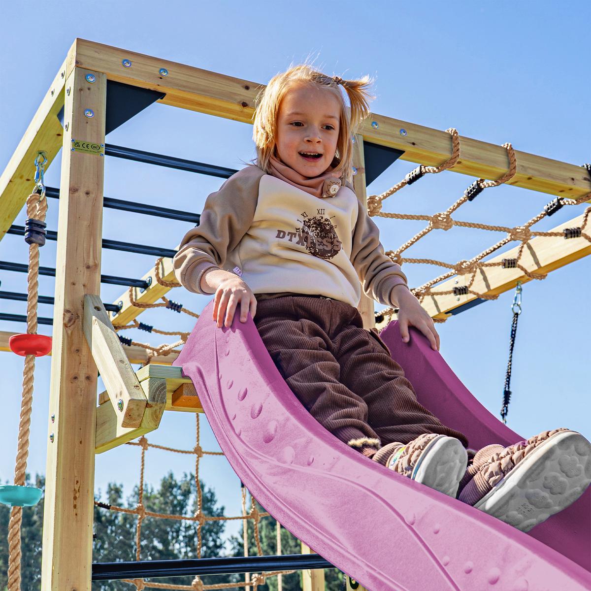 Klettergerüst mit Rutsche Lila - Blau/Lila, Basics, Holz/Kunststoff (522,5/196,2/205cm) - Ambia Garden