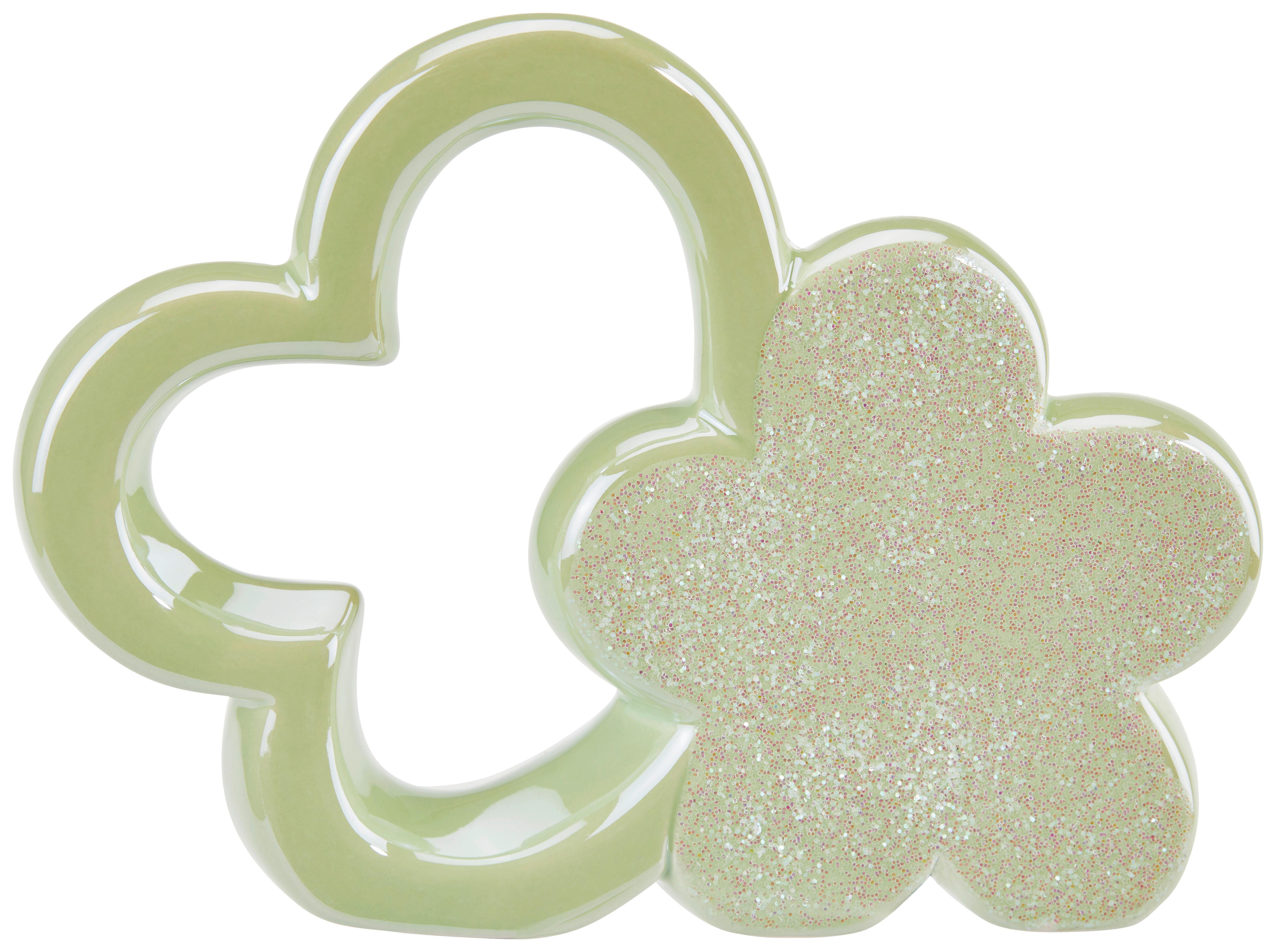 Dekofigur Blume H: 10,6 cm Porzellan für Indoor - Grün, KONVENTIONELL, Keramik (14/2,7/10,6cm) - Luca Bessoni