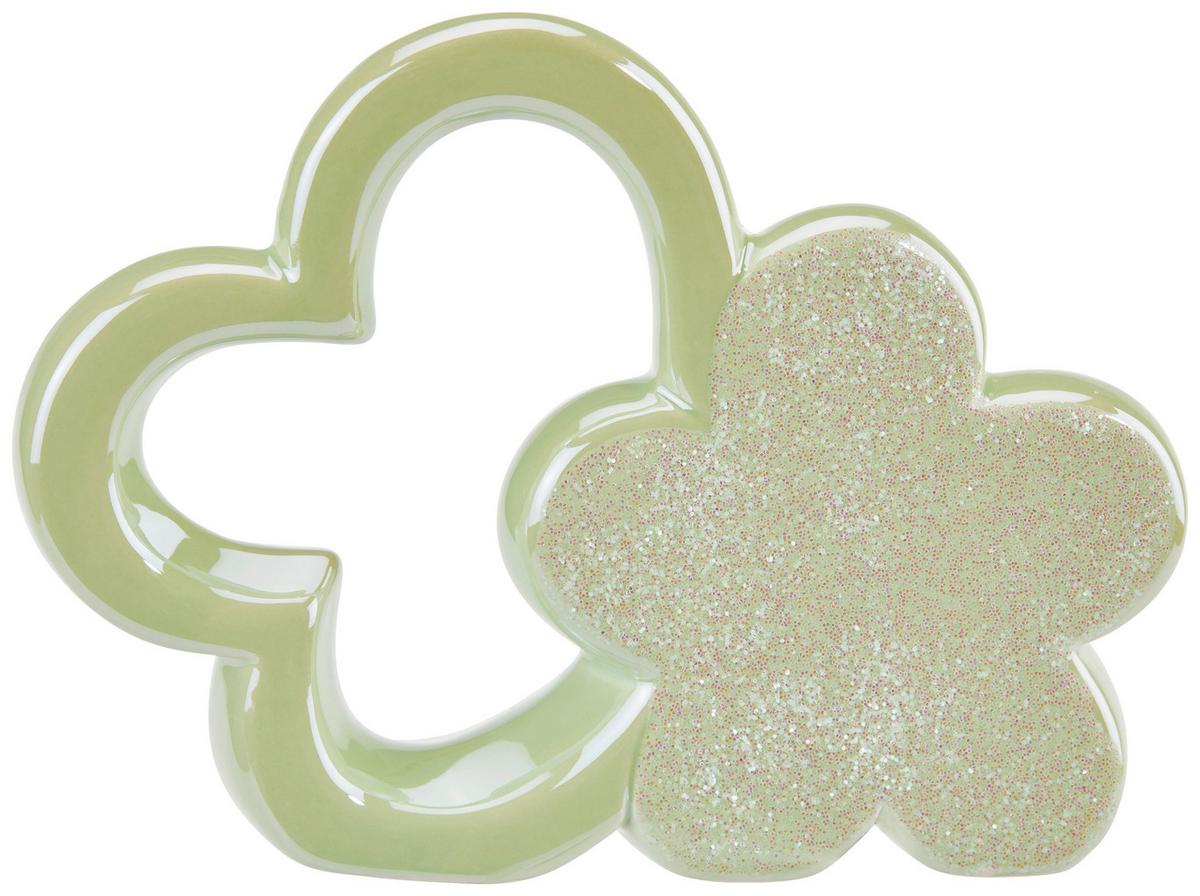 Dekofigur Blume H: 10,6 cm Porzellan für Indoor - Grün, KONVENTIONELL, Keramik (14/2,7/10,6cm) - Luca Bessoni