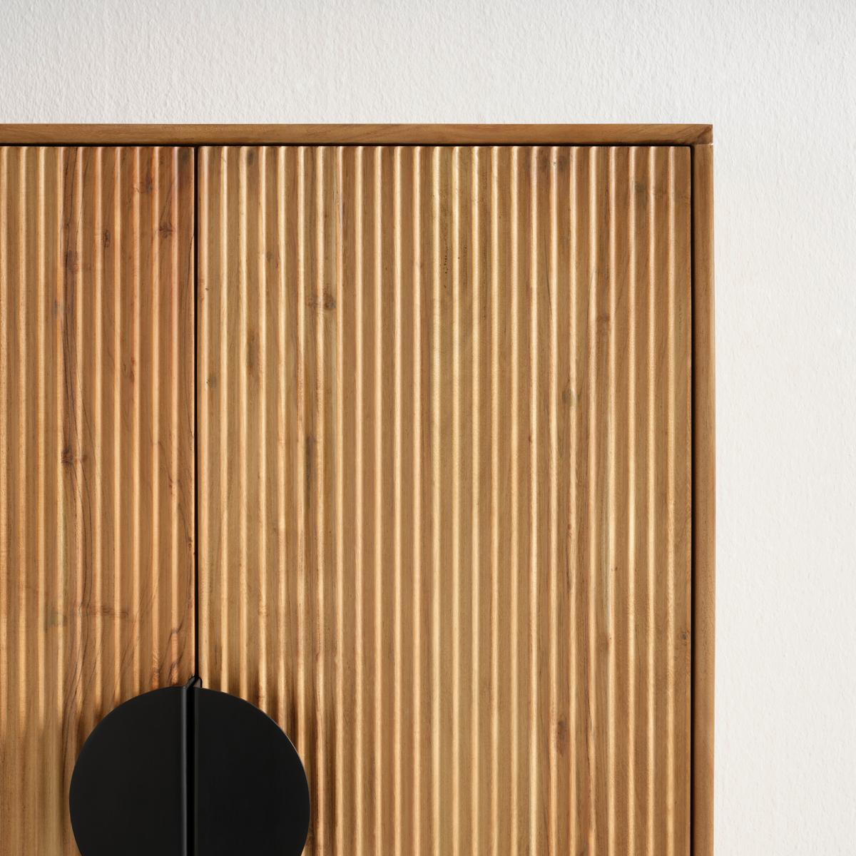 Vysoká komoda ROSY, akácie - černá/barvy akácie, Lifestyle, kov/dřevo (80/120/38cm) - Premium Living