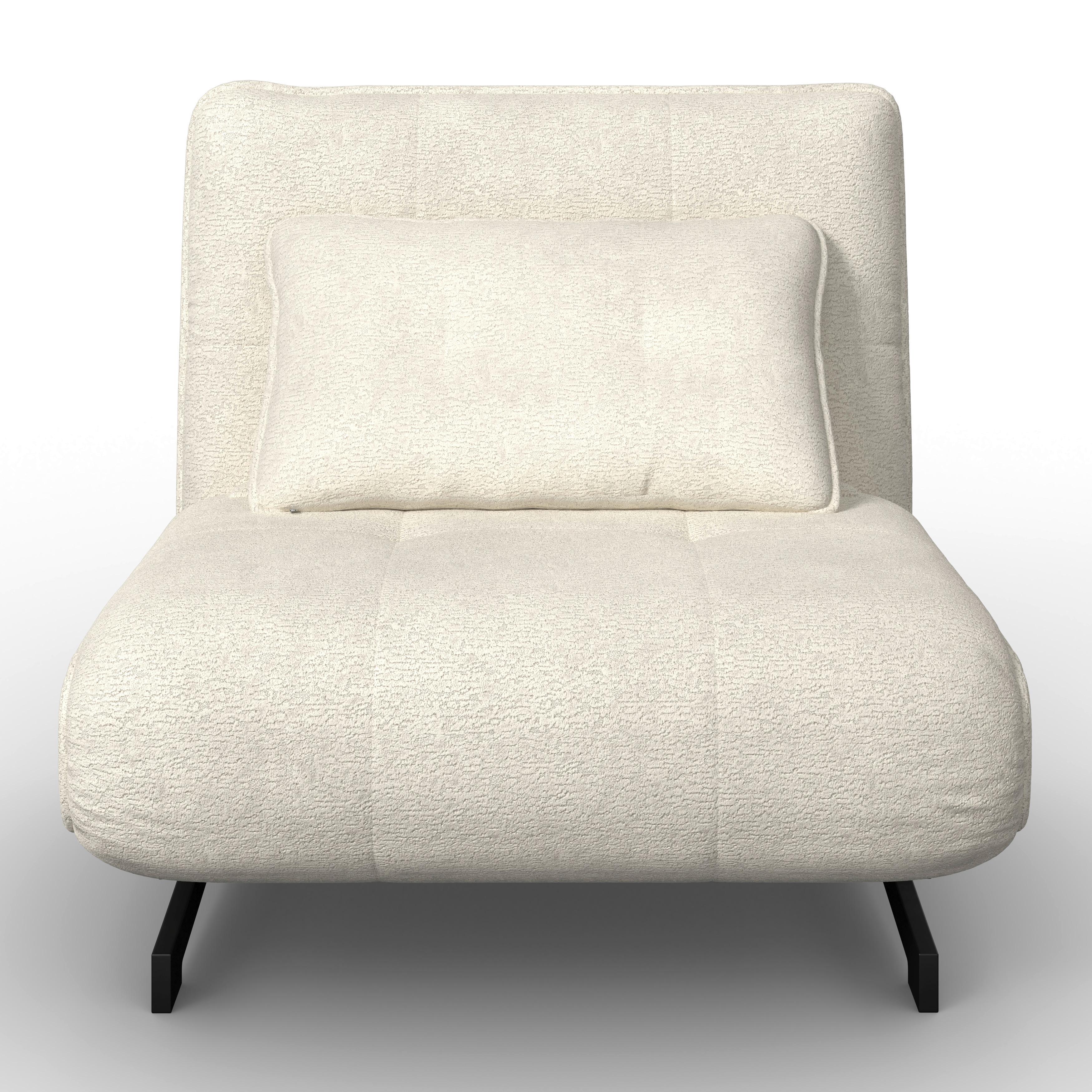 Rozkládací křeslo LUNA, bílé buklé, max.120 kg - bílá/černá, Moderní, kov/textil (92/40/66cm) - Bessagi Home