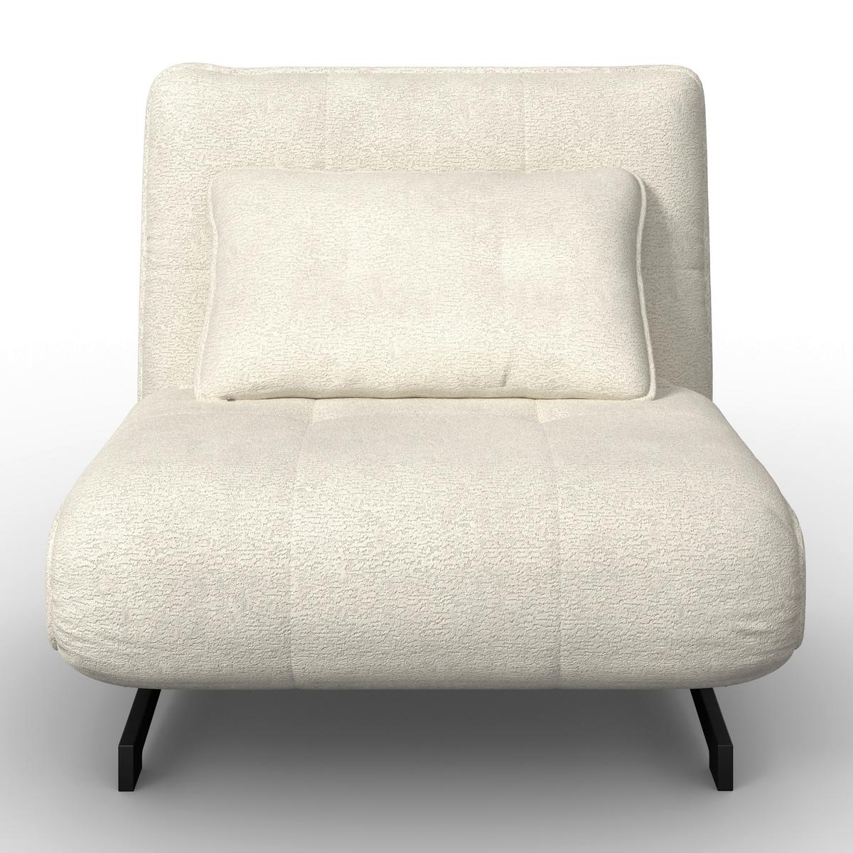 Rozkládací křeslo LUNA, bílé buklé, max.120 kg - bílá/černá, Moderní, kov/textil (92/86/80cm) - Bessagi Home