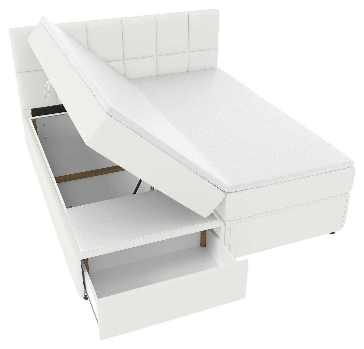 Boxspringbett Garda mit Topper 180x200 - Creme/Schwarz, KONVENTIONELL, Holzwerkstoff/Textil (180/200cm)