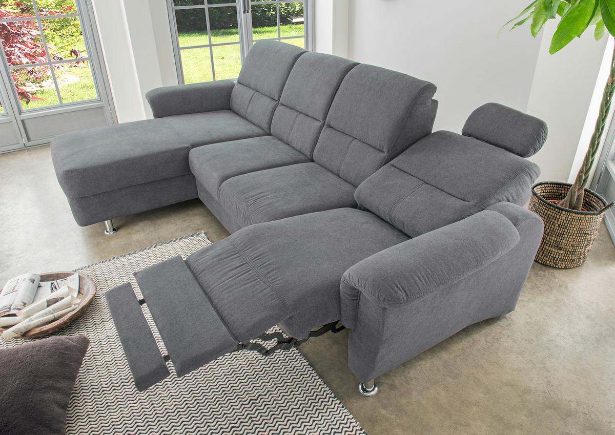 Ecksofa Parole Anthrazit S:165/292 cm - Chromfarben/Anthrazit, KONVENTIONELL, Textil (165/292cm) - Livetastic