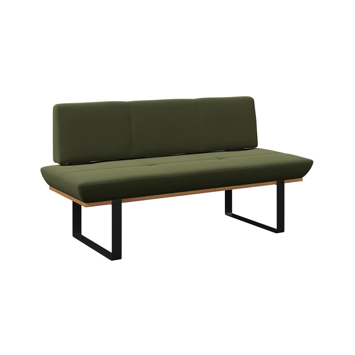 Sitzbank Tristan Webstoff moosgrün , B: 170cm - Schwarz/Grün, MODERN, Holz/Textil (170/48/90cm) - James Wood