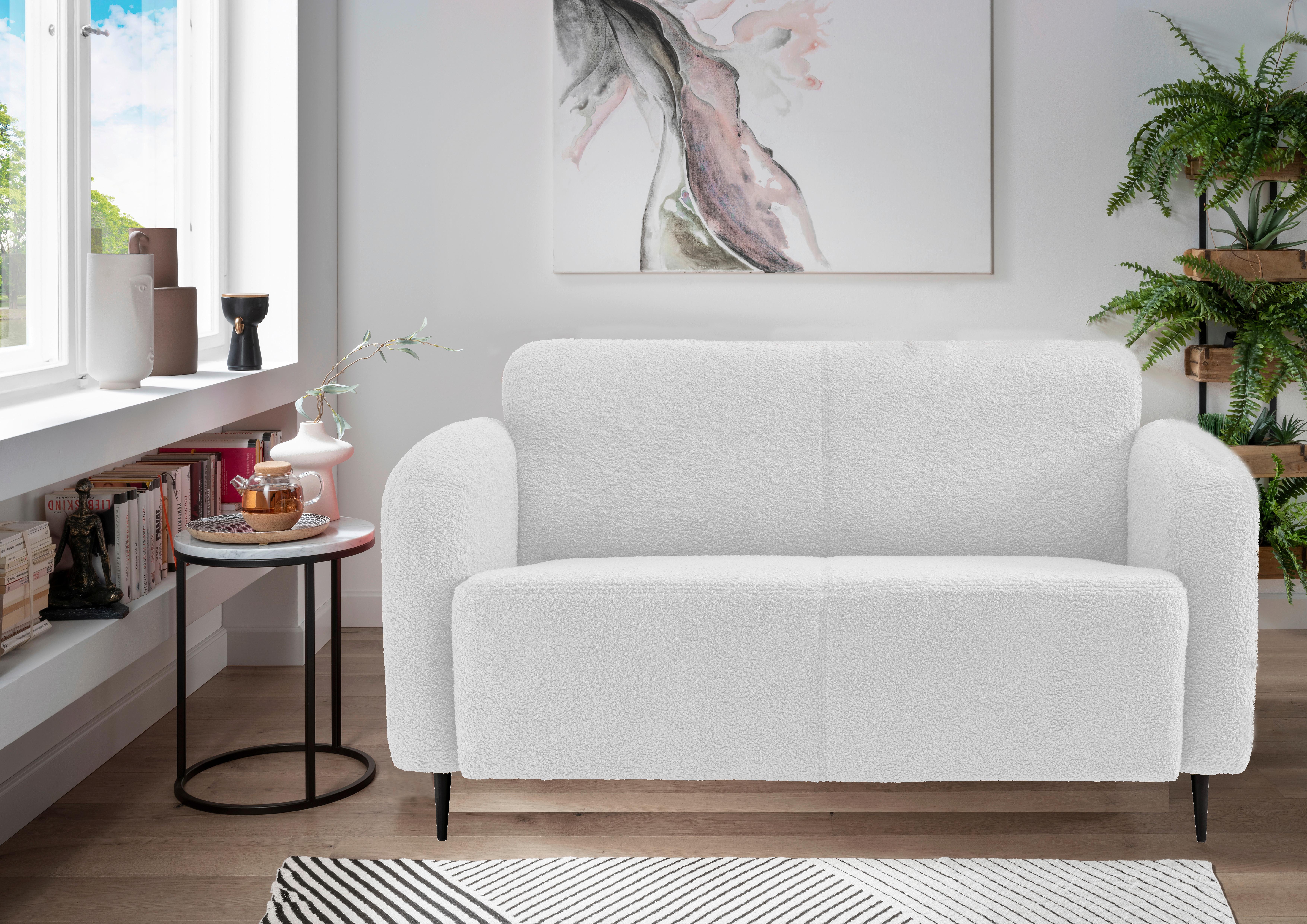 2-Sitzer-Sofa Marone Weiß Teddystoff - Schwarz/Weiß, MODERN, Textil (140/76/90cm) - Livetastic